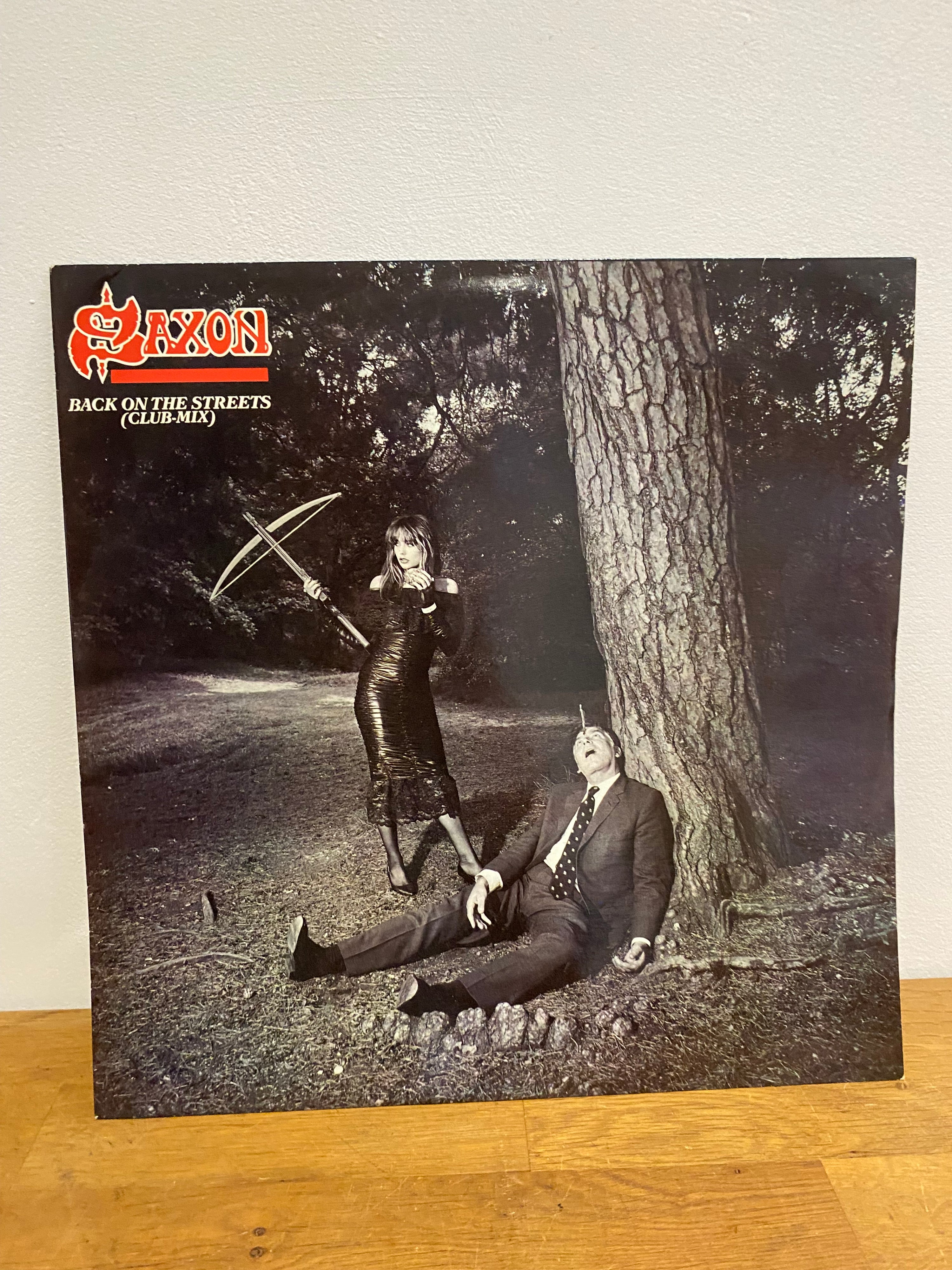 Saxon – Back on the Streets (Club Mix) 12-inch vinyl single, classic heavy metal release available at Woody’s Record Store UK.