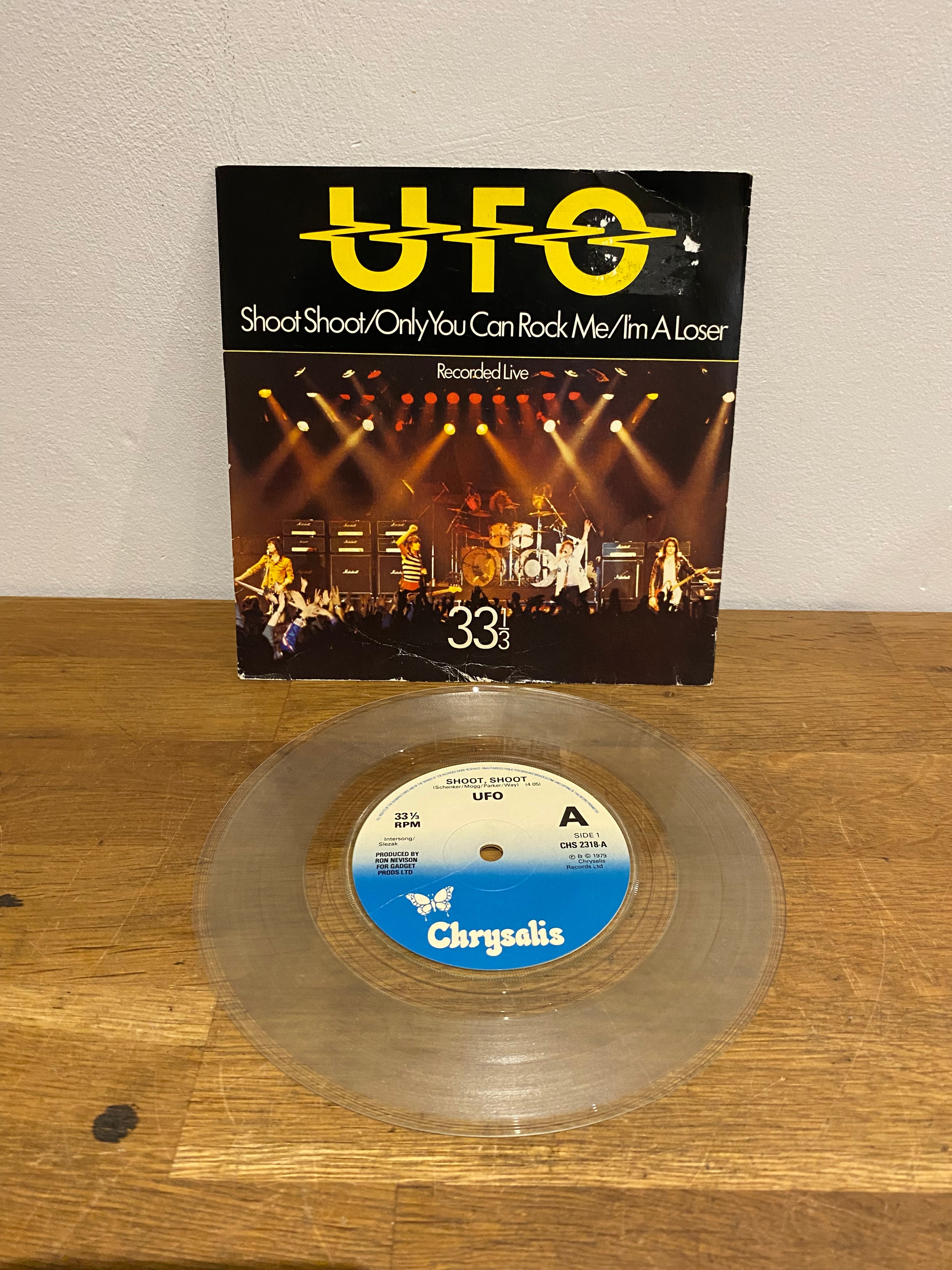 UFO - Shoot Shoot 7" Single Clear Vinyl (1979)