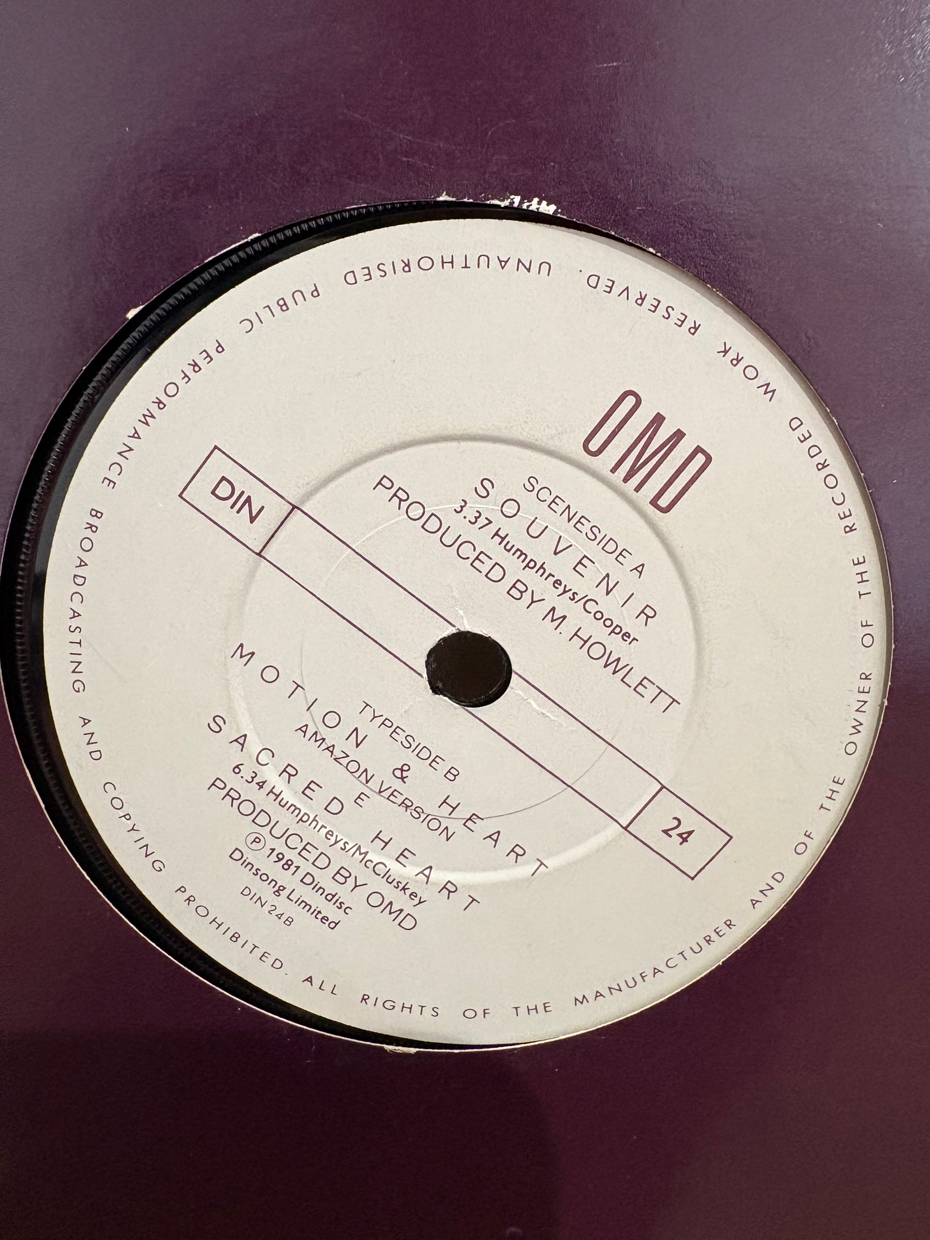OMD - Souvenir, 7 inch single ,1981 Dindisc , DIN 24