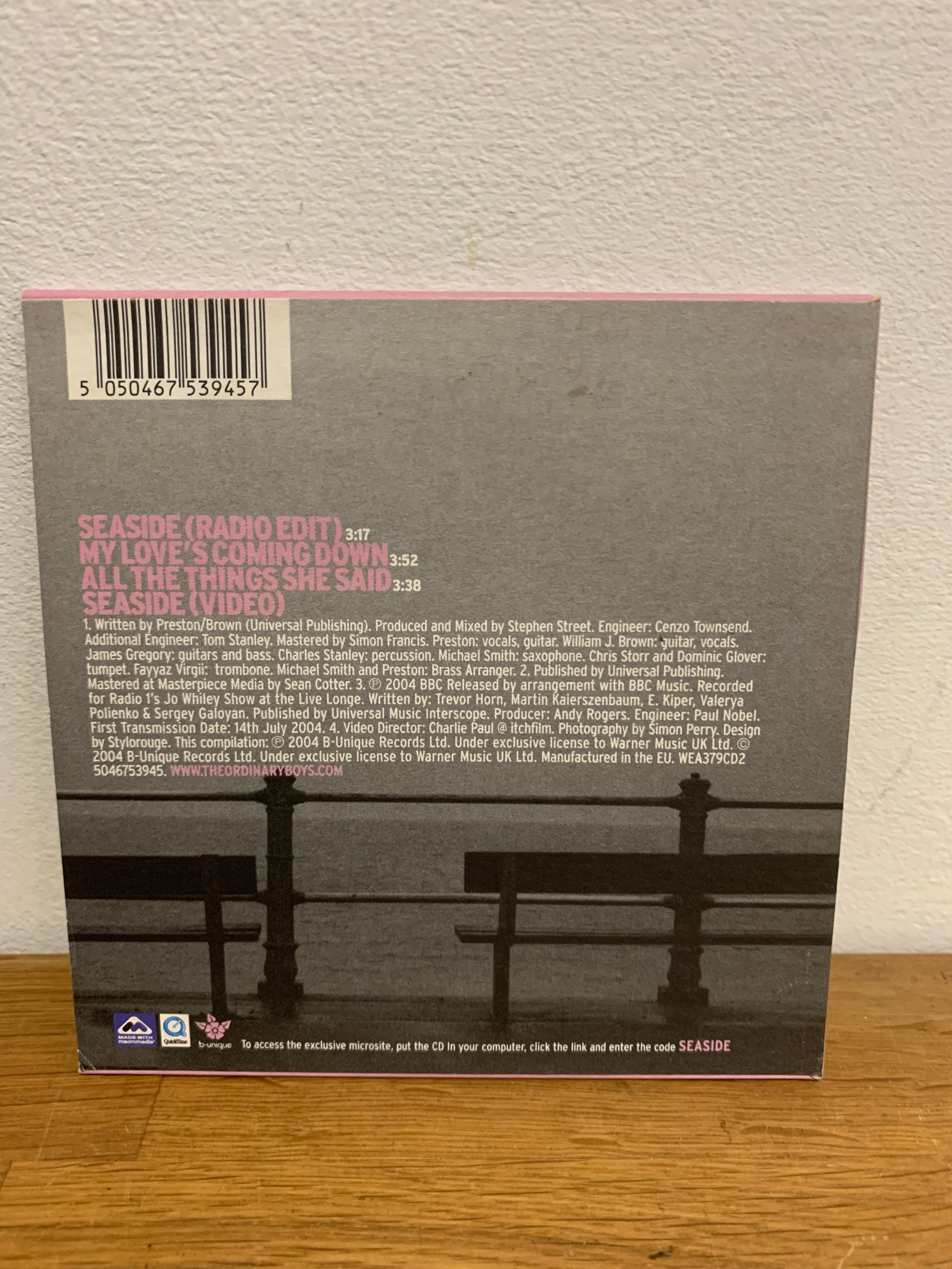 The Ordinary Boys - Seaside, 2004 cd single.