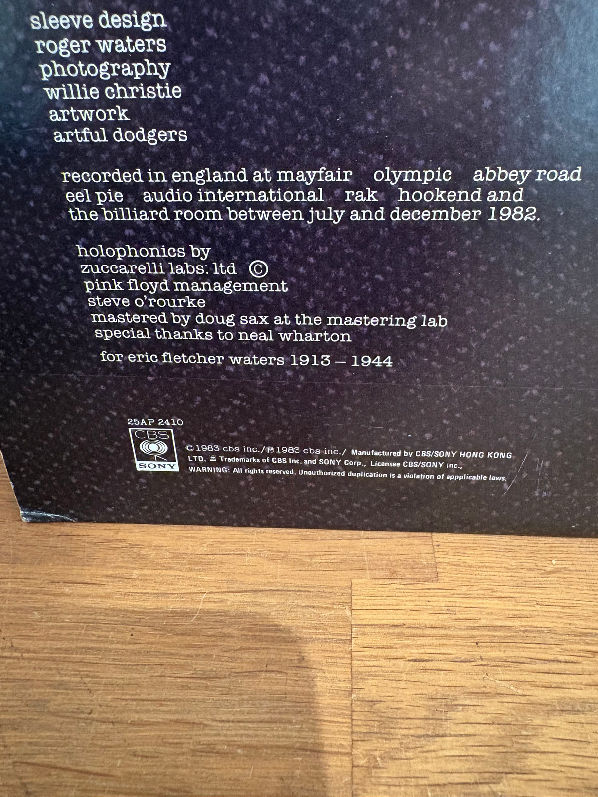 Pink Floyd - The Final Cut , Vinyl LP album, 25AP 2410 , Japanese Import . 1983 CBS.
