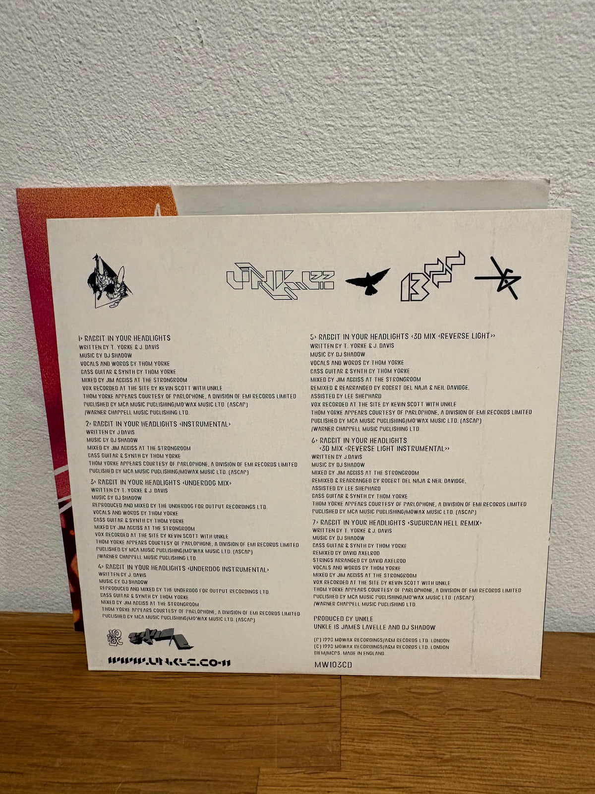 Unkle - Rabbit in your headlights, 7 track cd single, 1998.