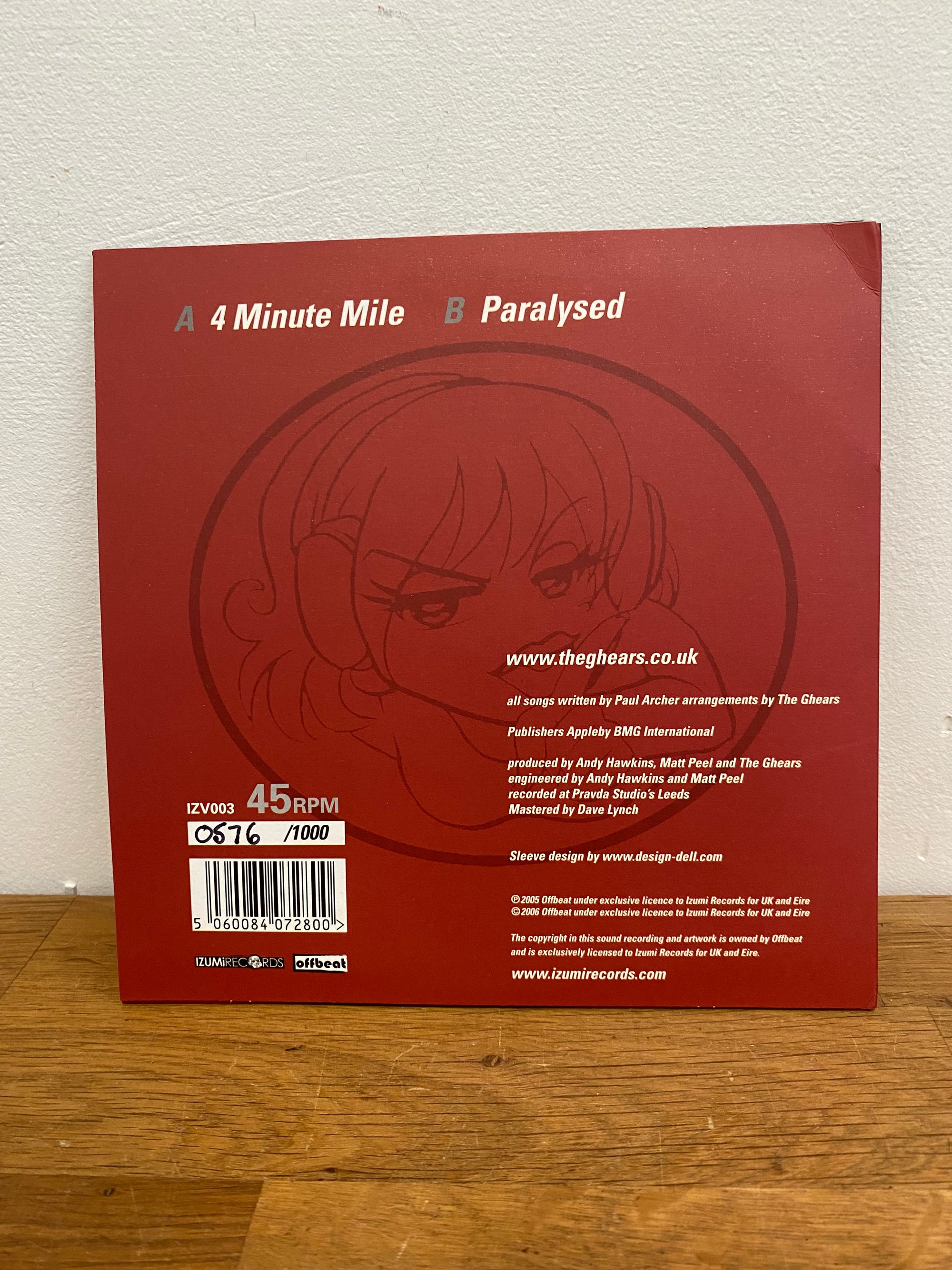 The Ghears - 4 Minute Mile , 7” single, Limited Edition 576 of 1000, with booklet.