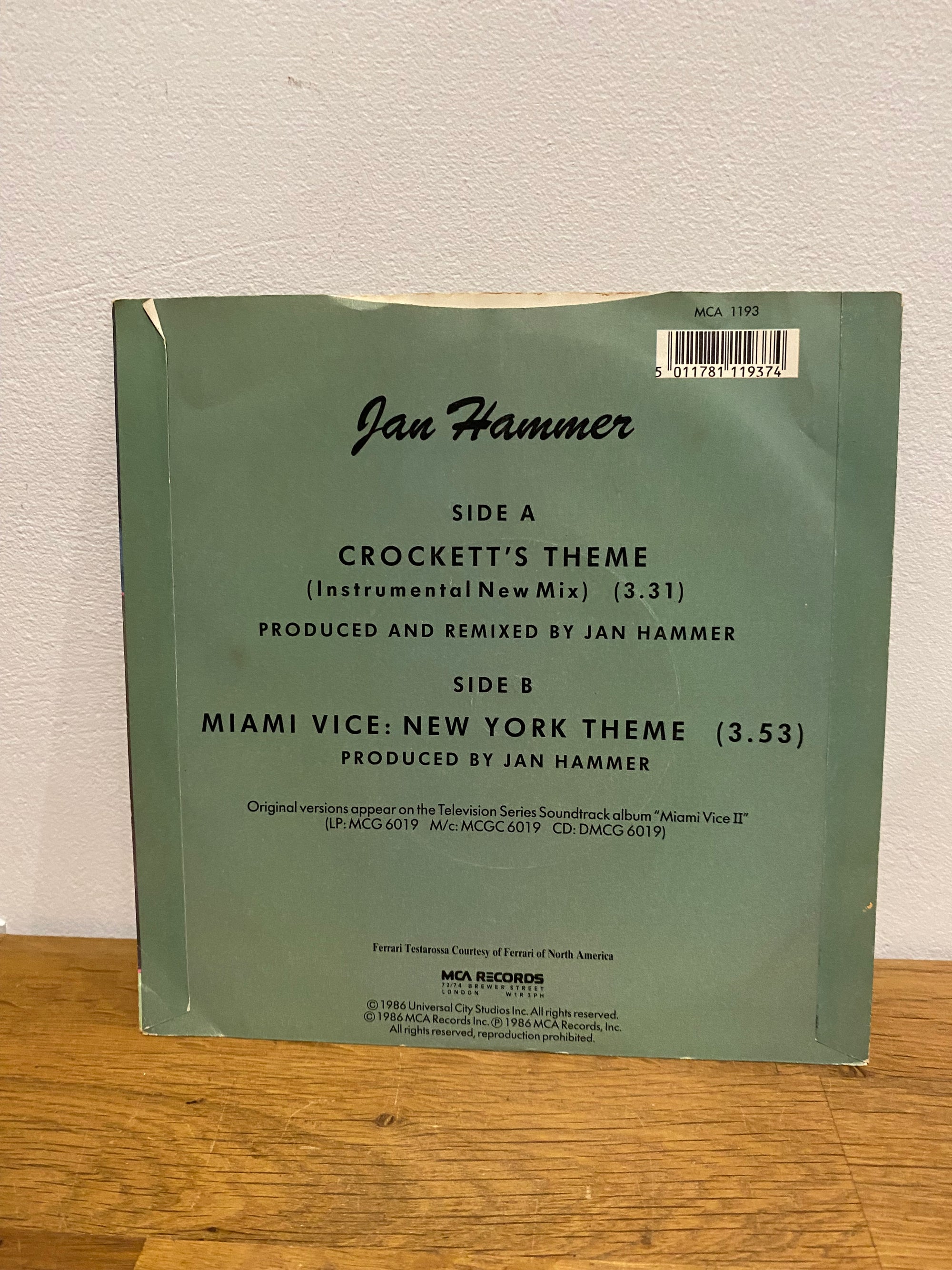Jan Hammer - Crockett’s Theme.  7 inch single, 1986