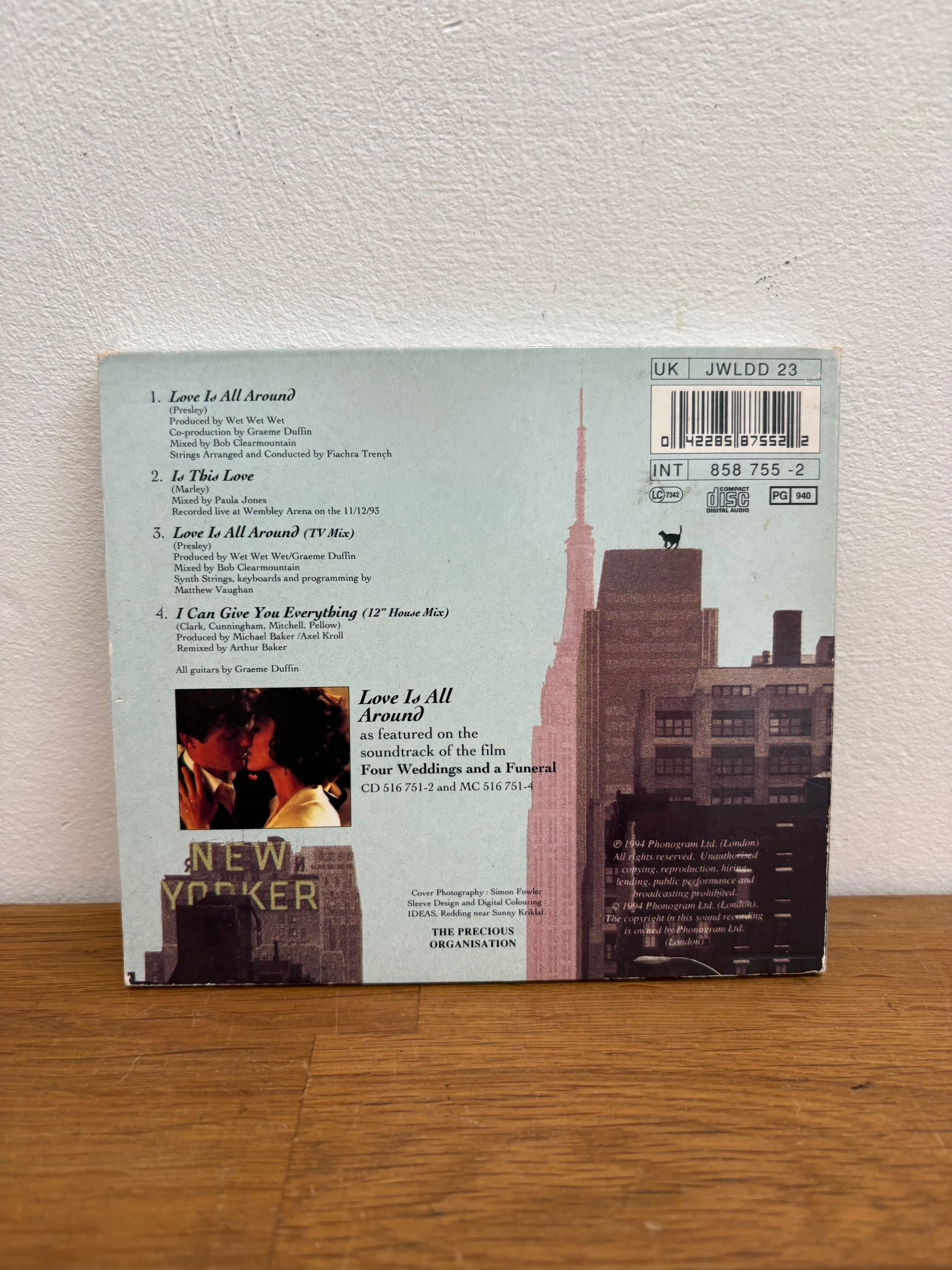 Wet Wet Wet - Love is all around, cd single Limited Edition Digi Pack, 1994.