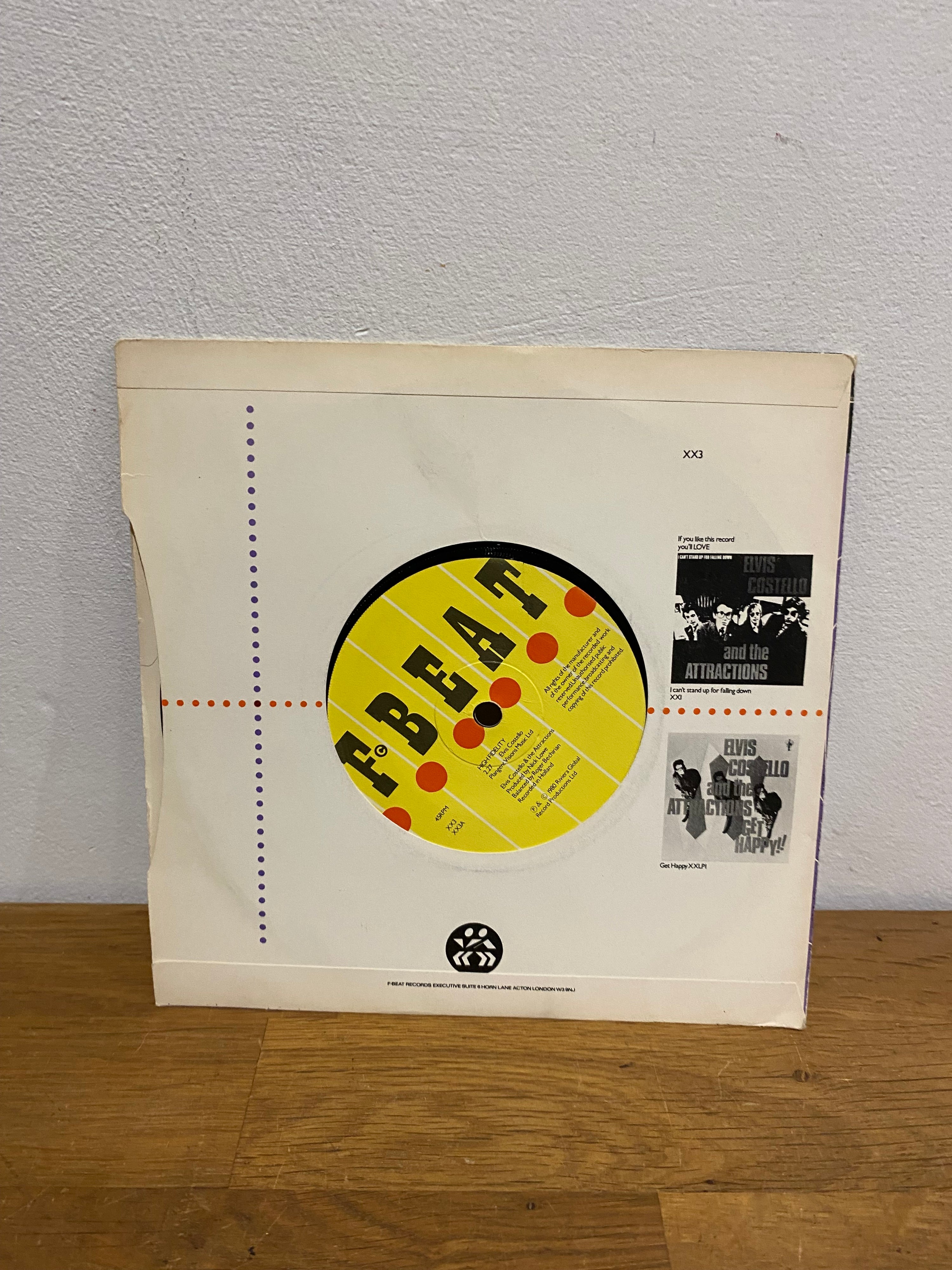 Elvis Costello & The Attractions - High Fidelity, 7” single, 1980 , F Beat records.