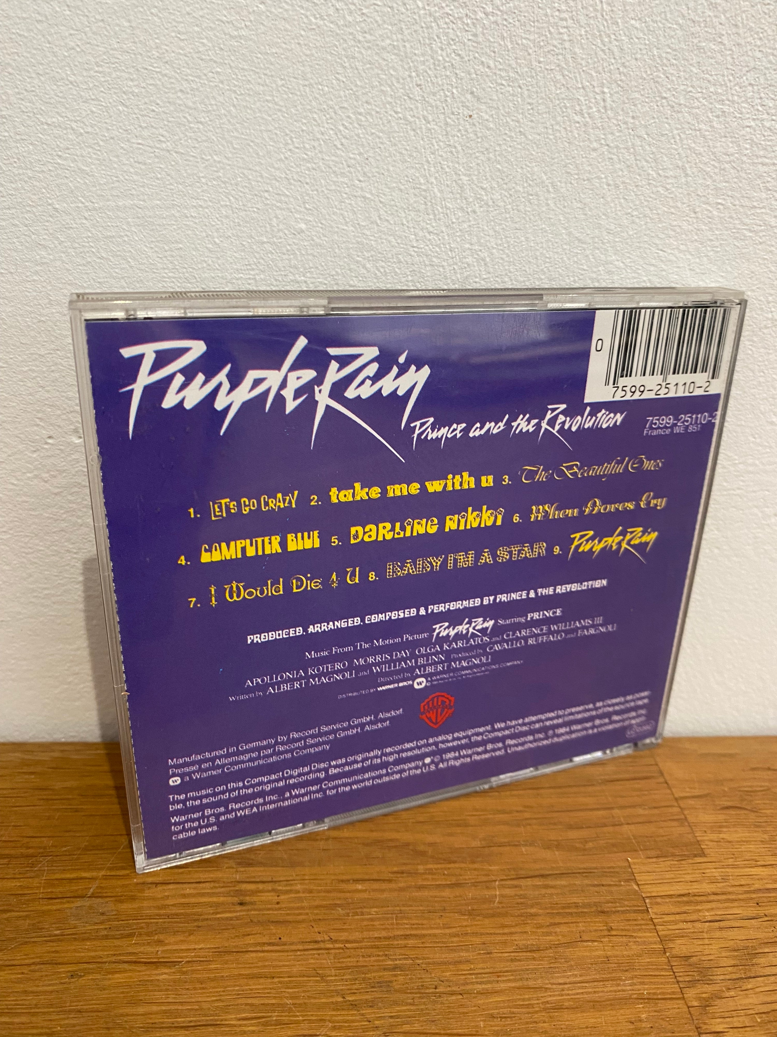 Prince and The Revolution – Purple Rain CD album, iconic 1984 pop and funk soundtrack available at Woody’s Record Store UK.