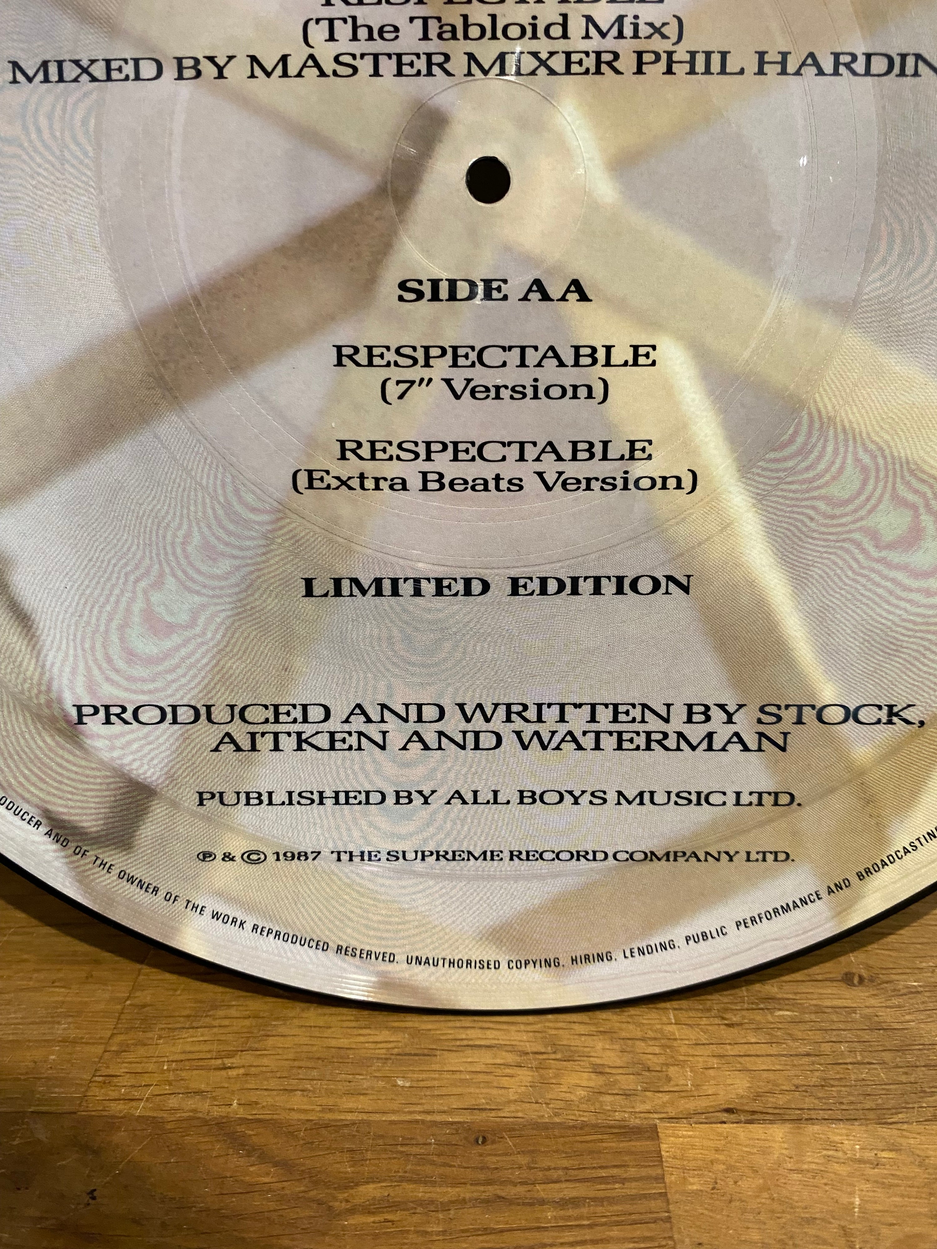 Mel and Kim - Respectable, 12” picture disc, 1987, Supreme records
