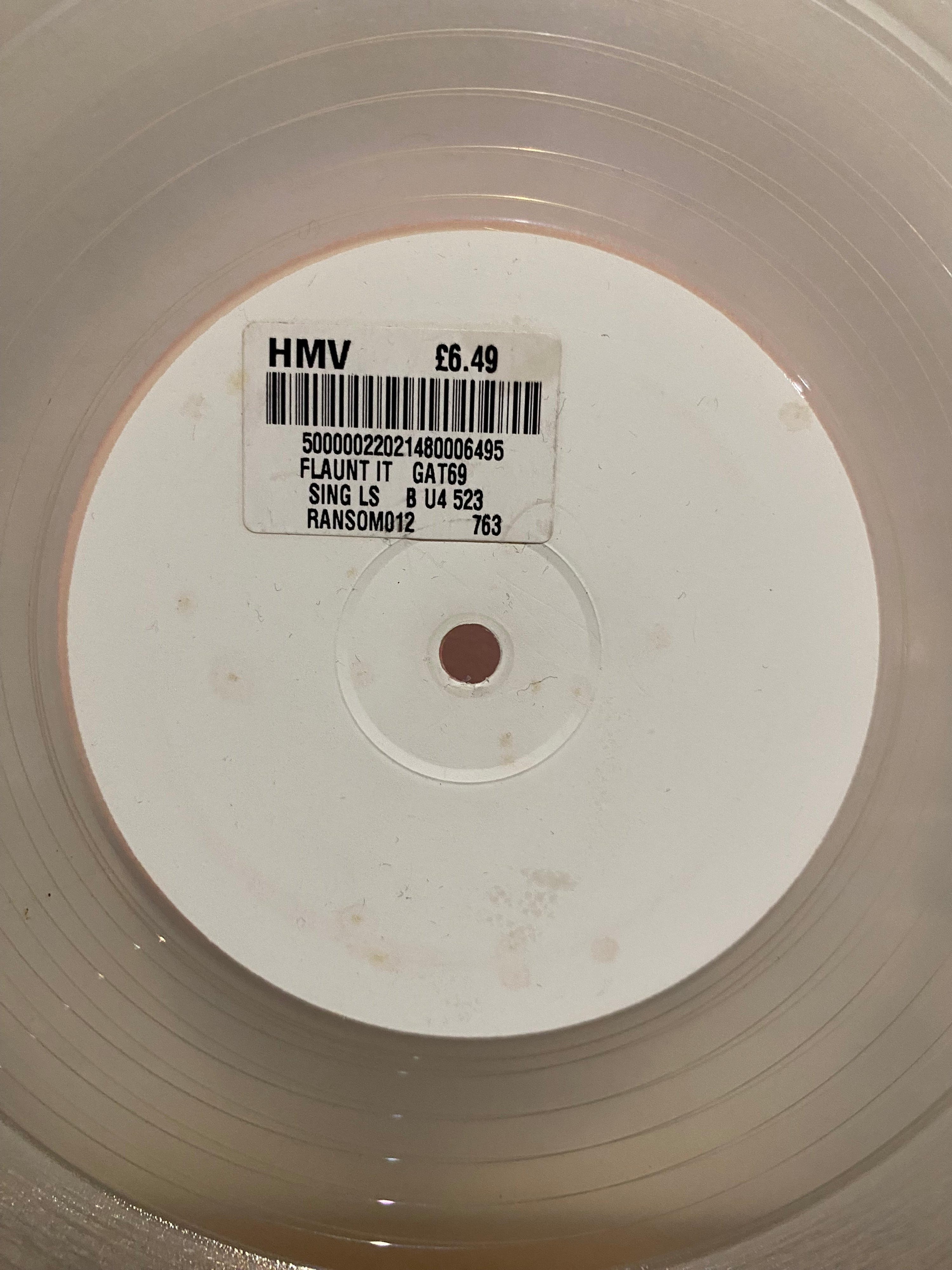 Flaunt-it Dj’s - Gat69 , never mind , 12” clear vinyl, promotional , club/dance