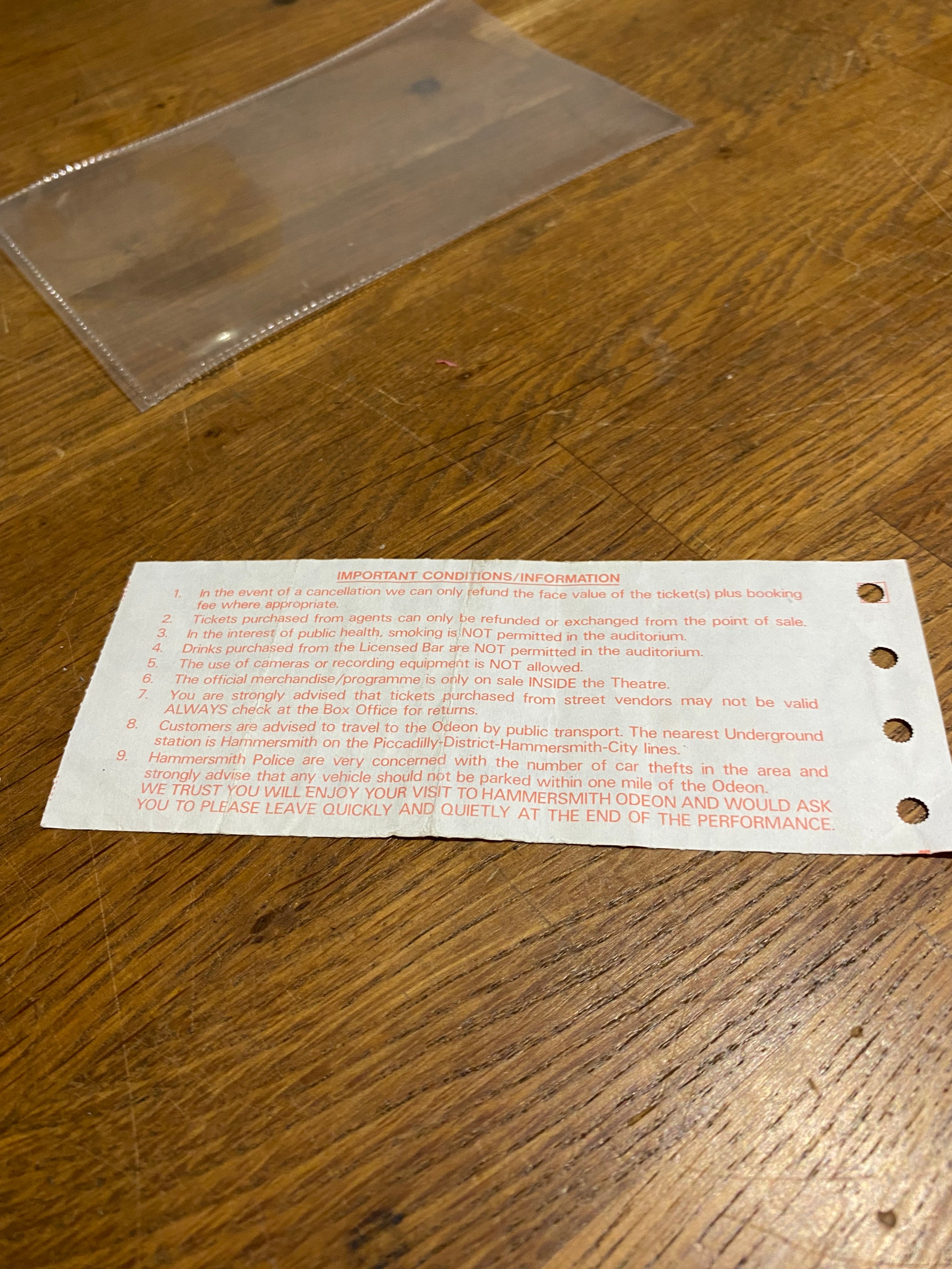 Lou Reed , Concert Ticket , 1992 Odeon