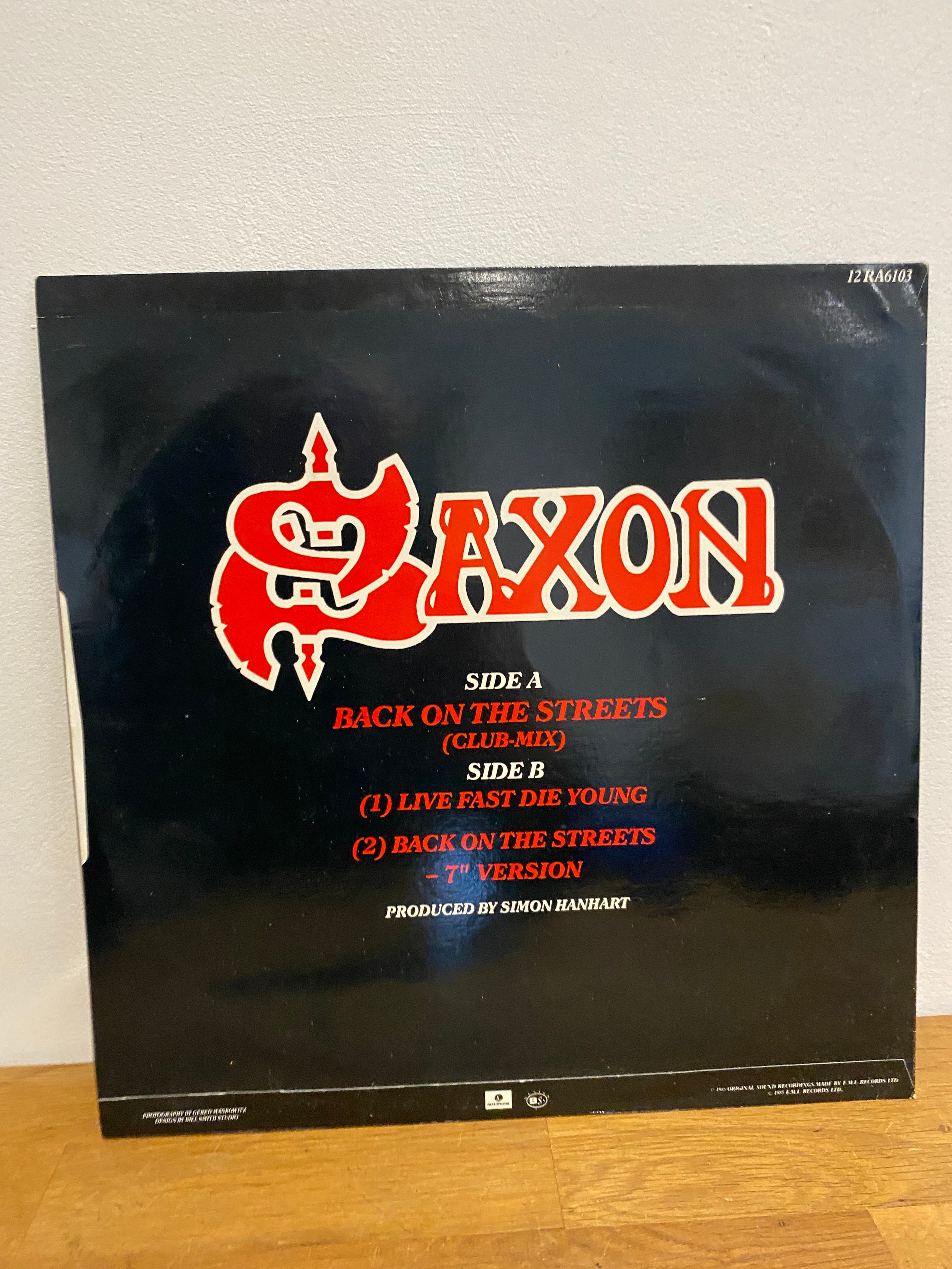 Saxon – Back on the Streets (Club Mix) 12-inch vinyl single, classic heavy metal release available at Woody’s Record Store UK.