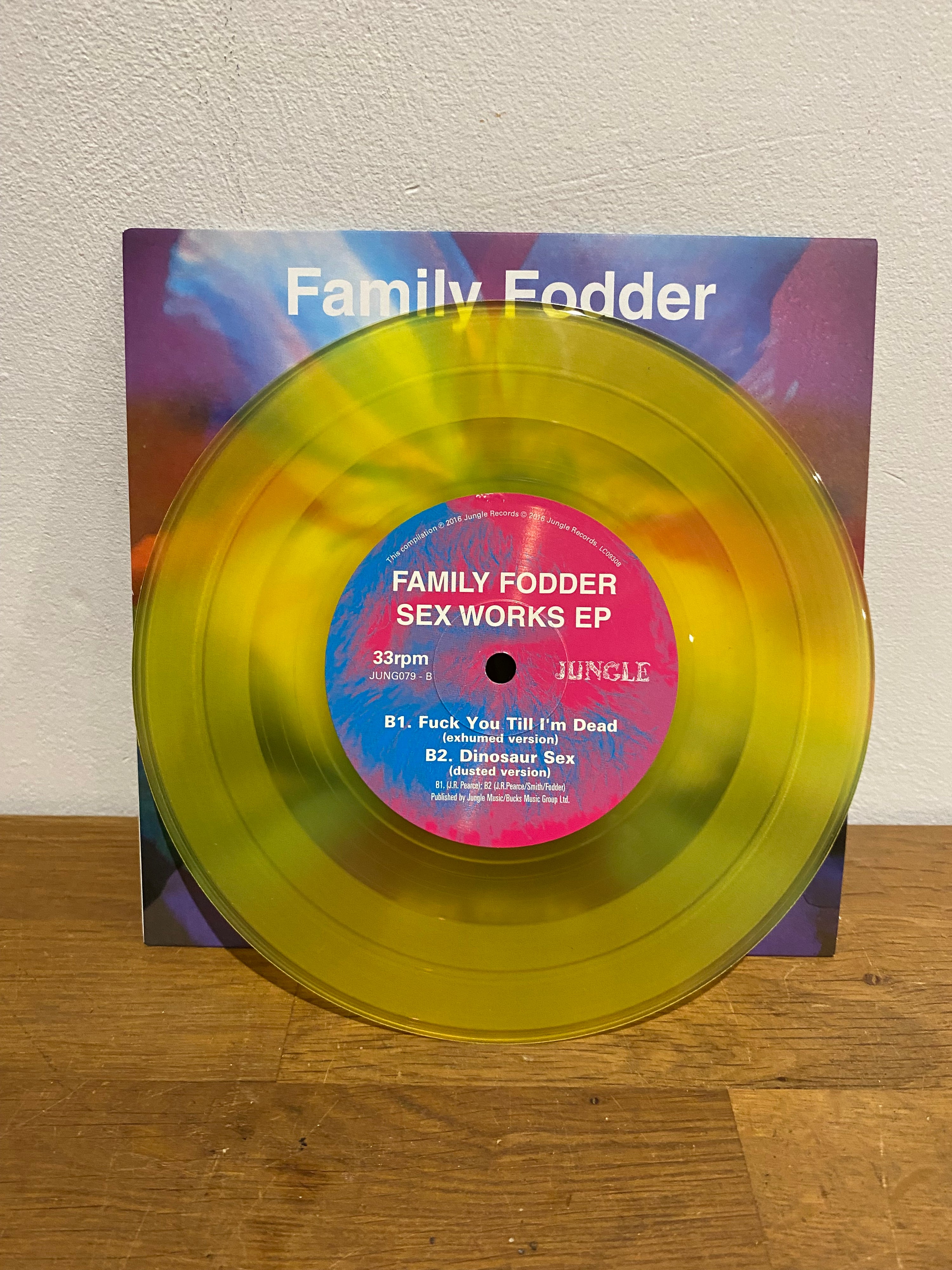 Family Fodder - Sex Works EP 7" Yellow Vinyl 4 Track (2016)