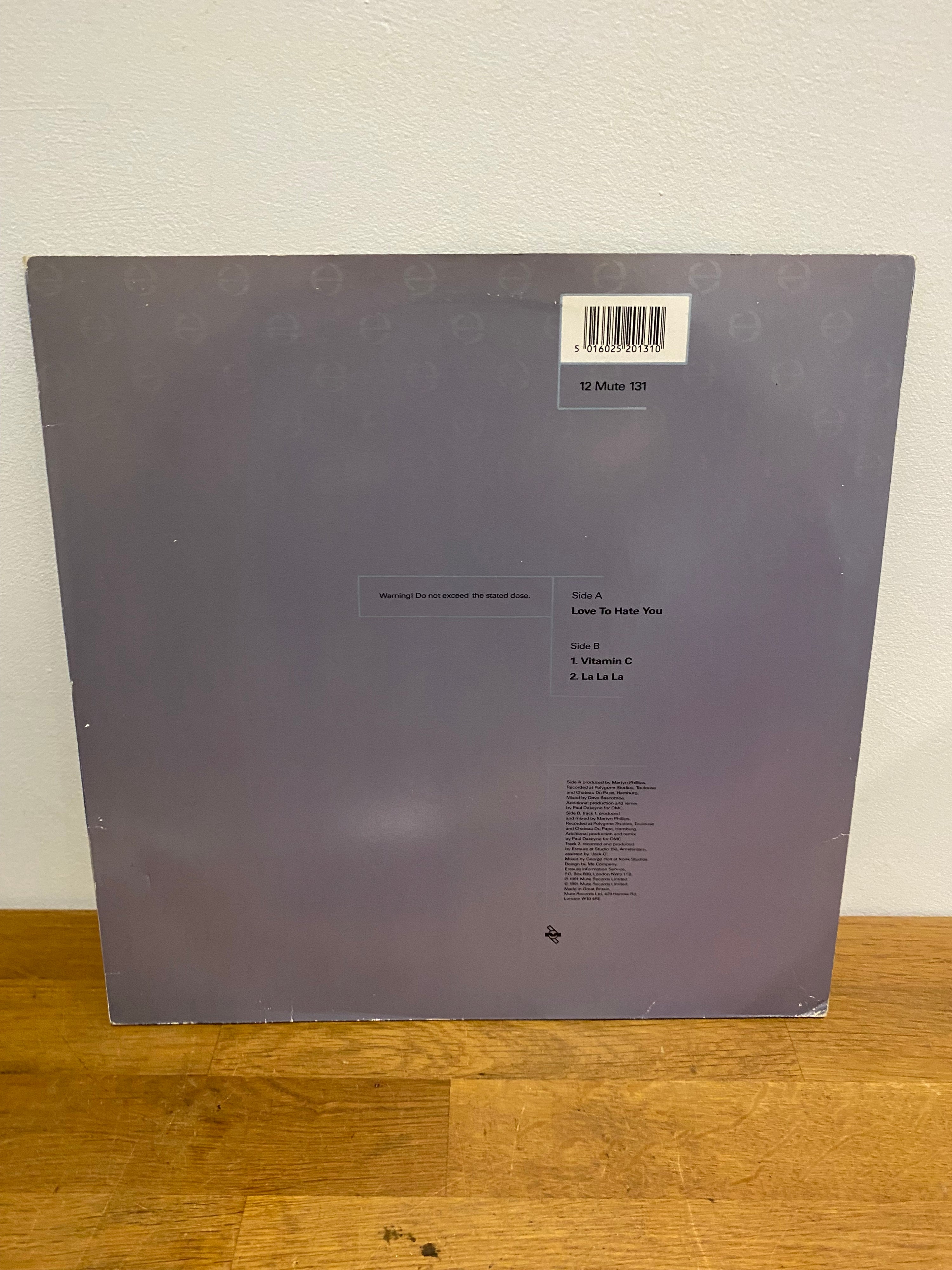 Erasure - Love To Hate You 12" Single Vinyl (1991)