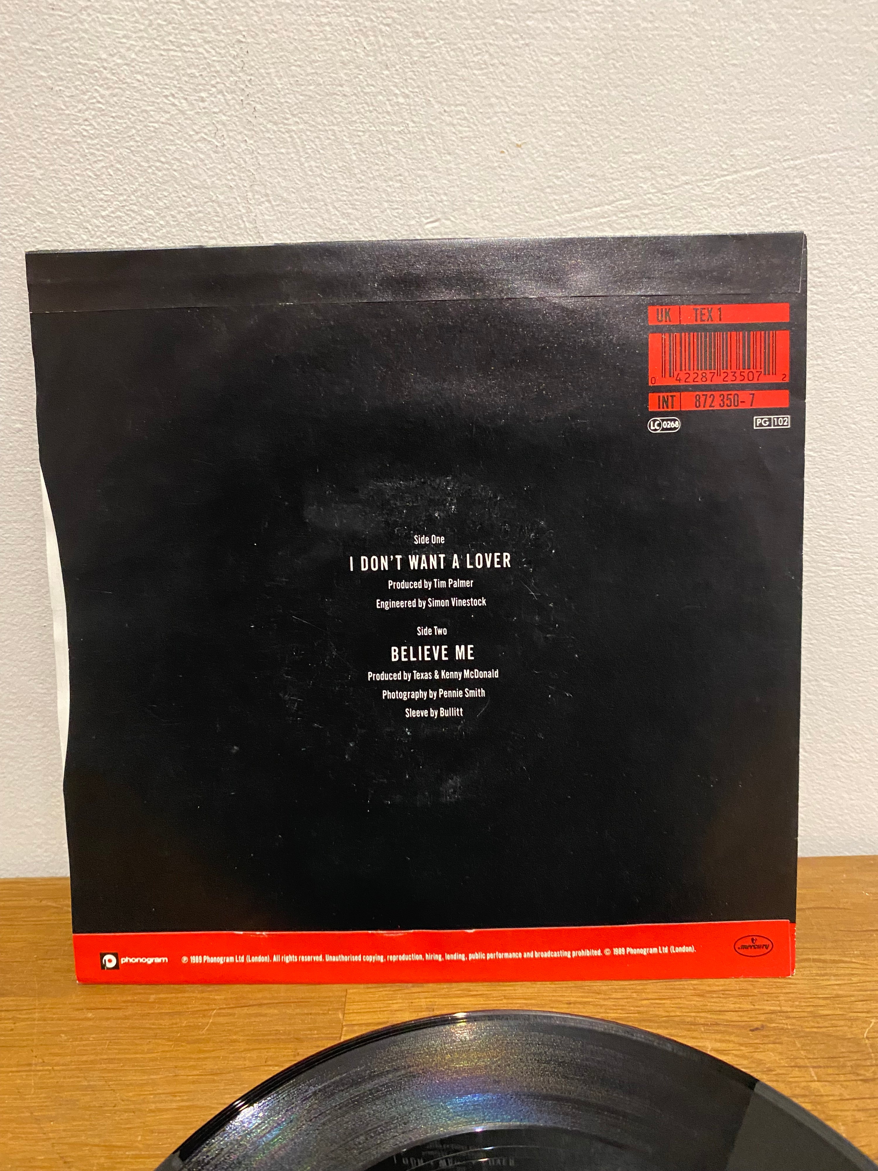 Texas - I don’t want a lover , 7 inch , 1989