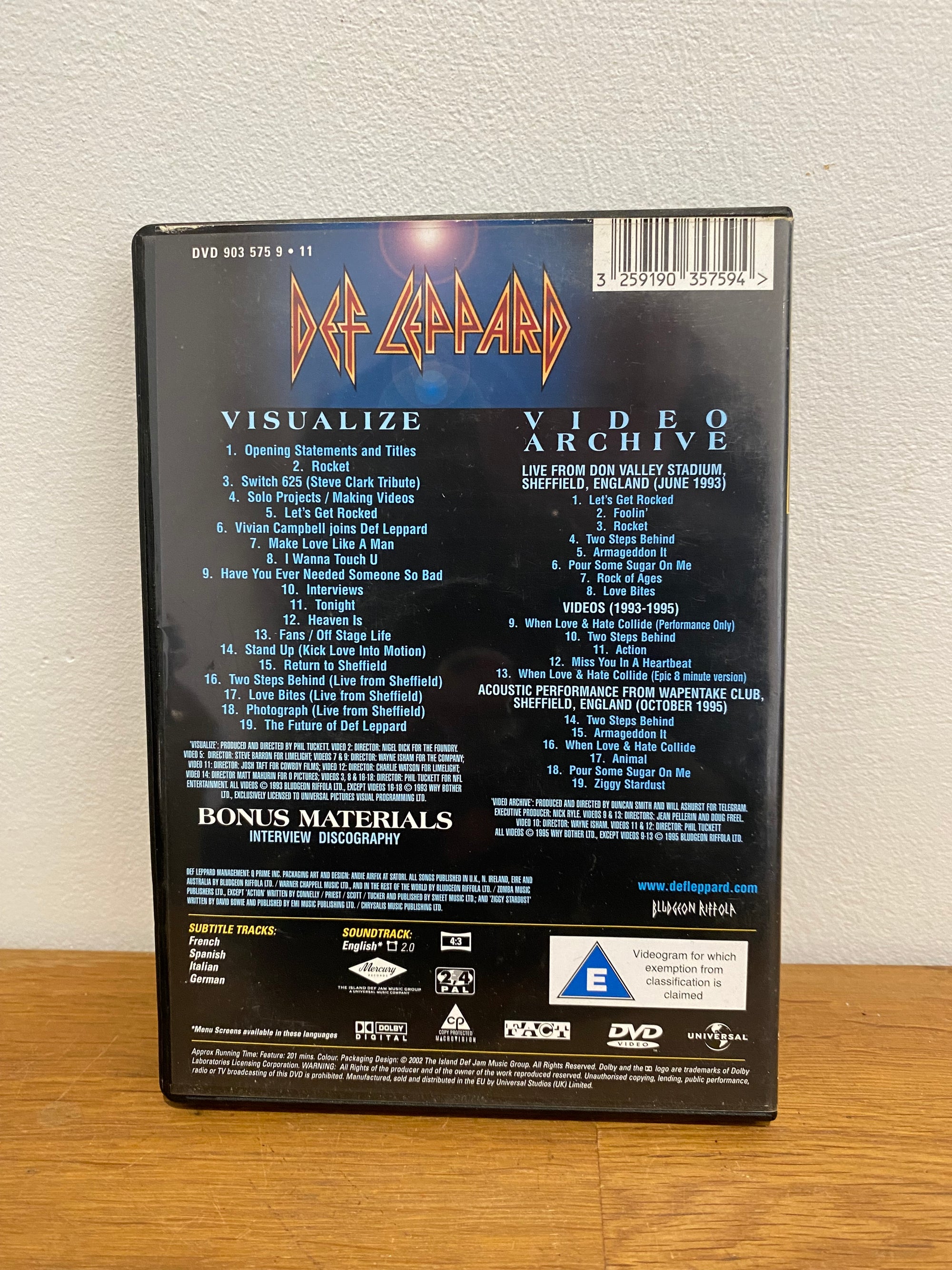 Def Leppard - Visualize / Video Archive . Dvd