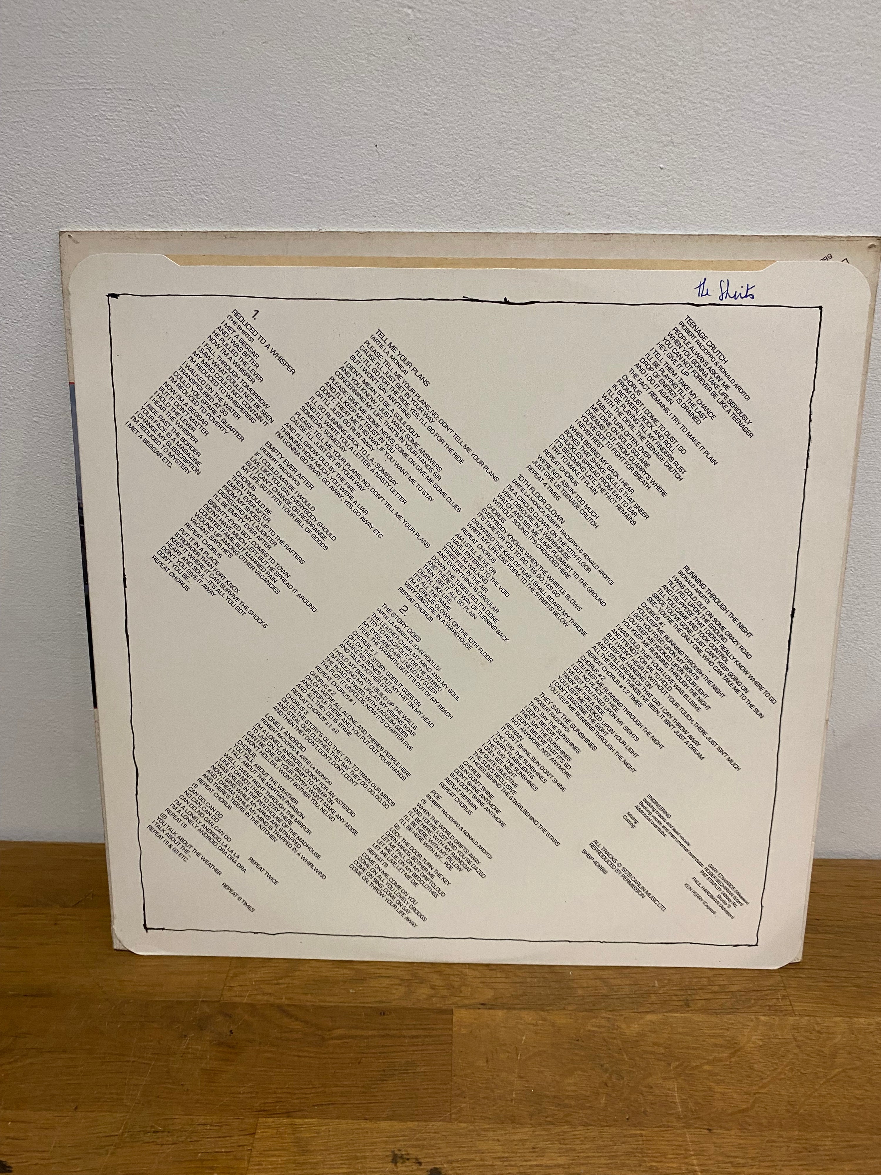 The Shirts - The Shirts , 12” album , 1978 blue vinyl, Harvest SHSP 4089