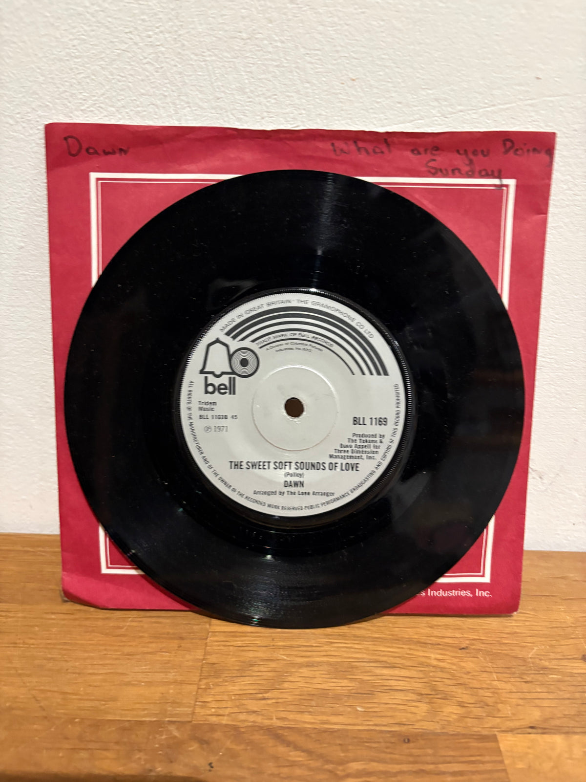 Dawn - What are you doing Sunday, 7 inch single. 1971 Bell BLL1169.