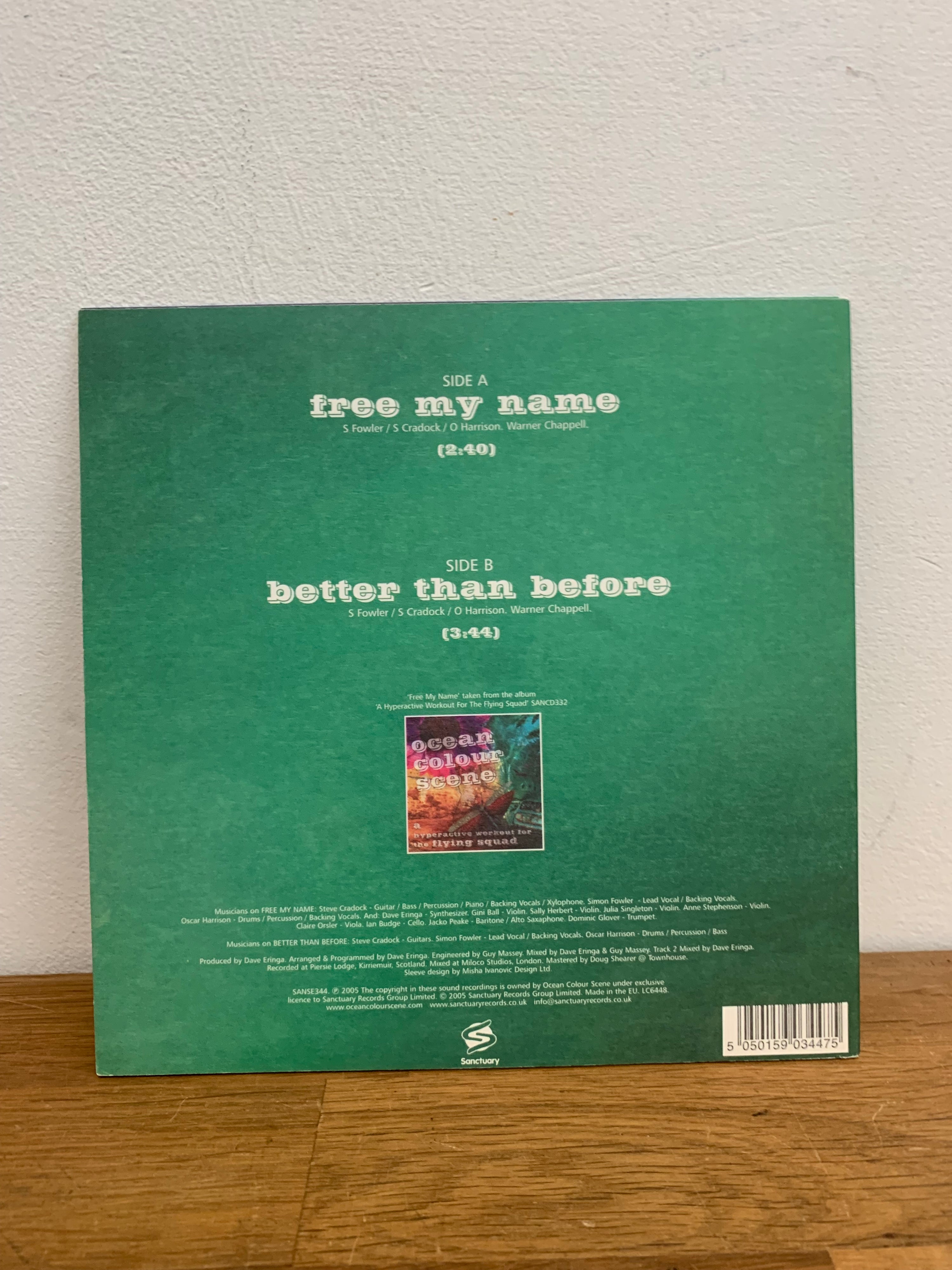Ocean Colour Scene - Free my name , 7 inch single, Sanctuary records 2005.