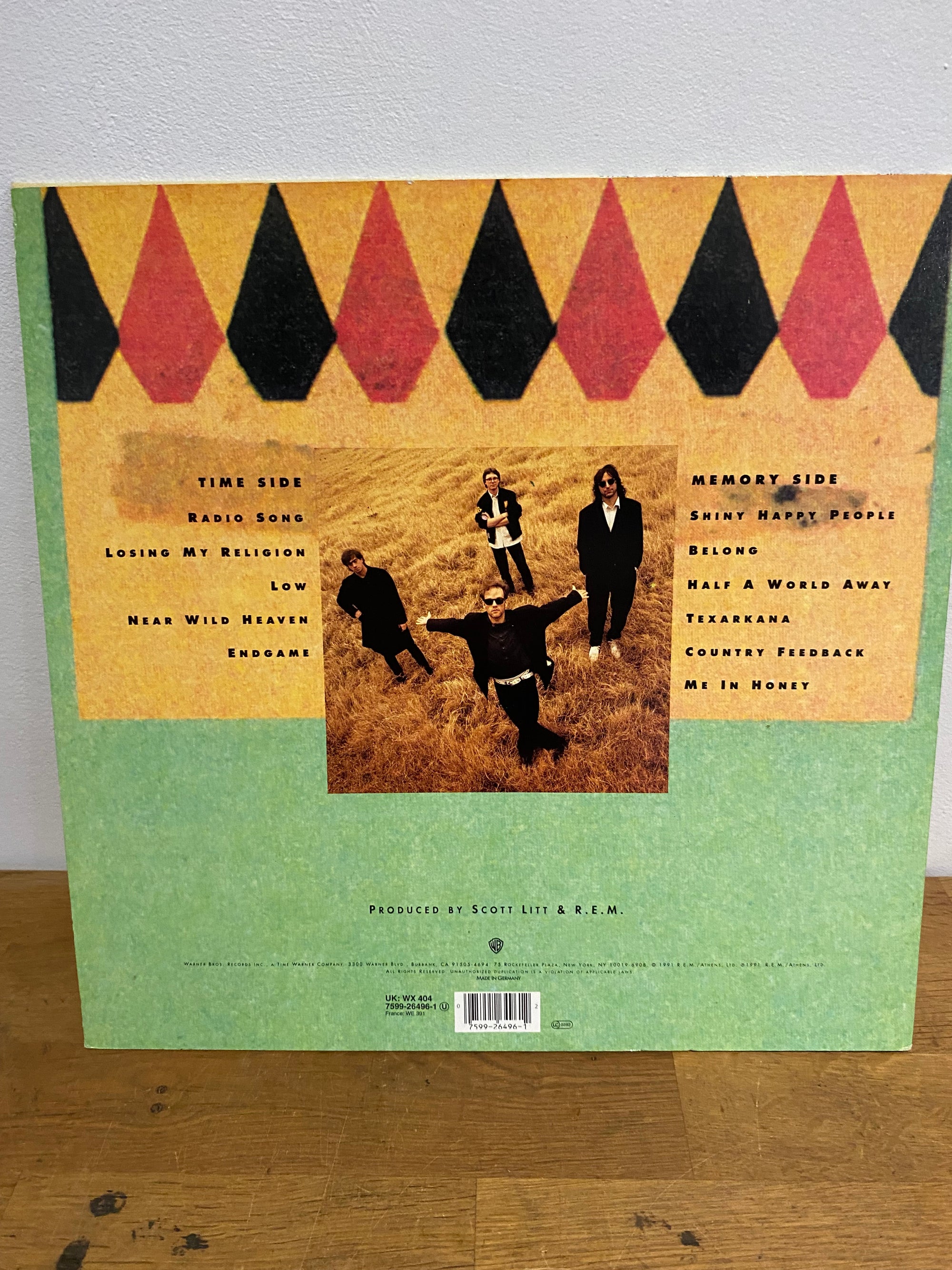 R.E.M. – Out of Time LP vinyl album, classic 1991 alternative rock release available at Woody’s Record Store UK.