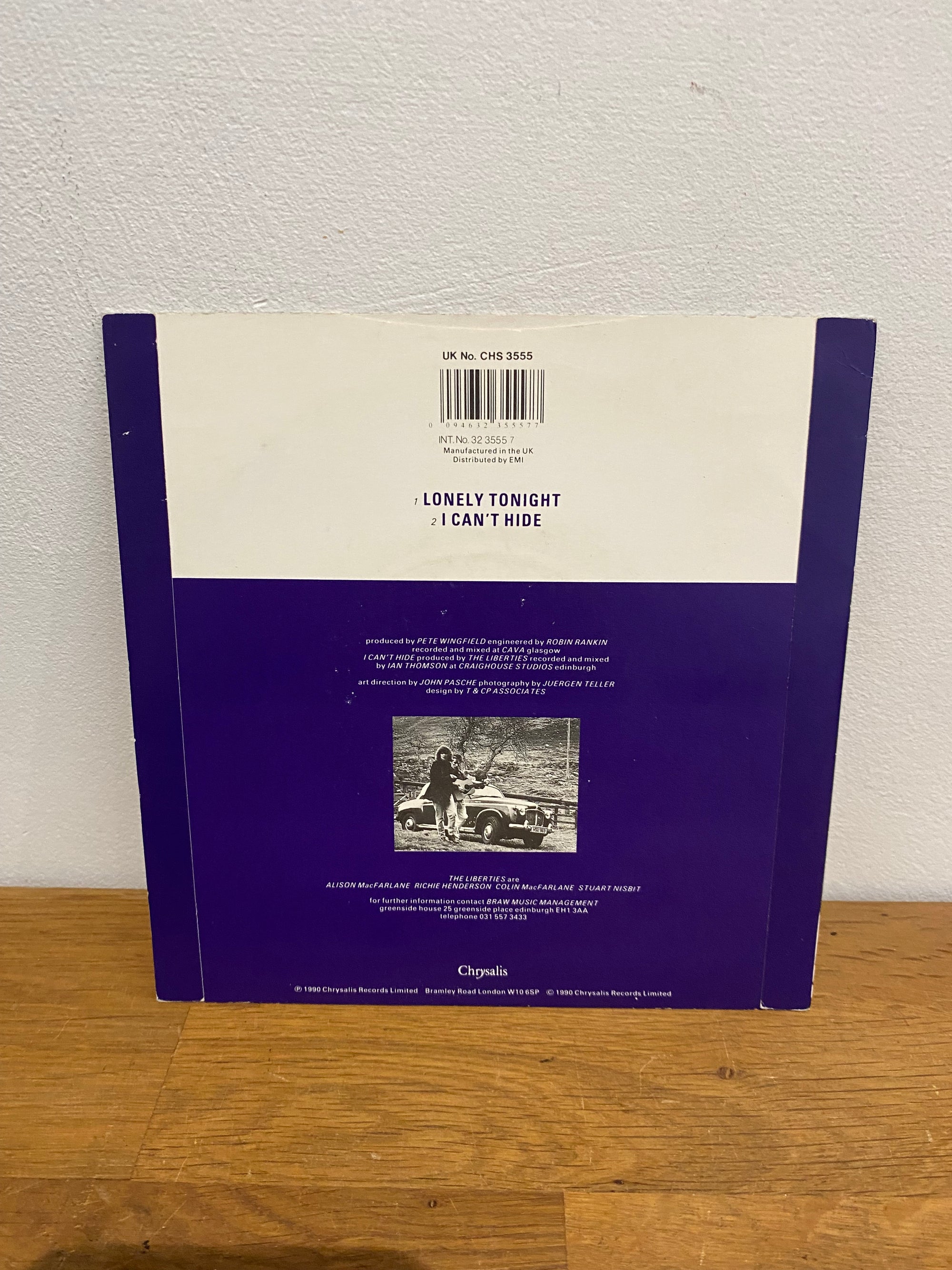 The Liberties - Lonely Tonight, 7” single , 1990 Chrysalis
