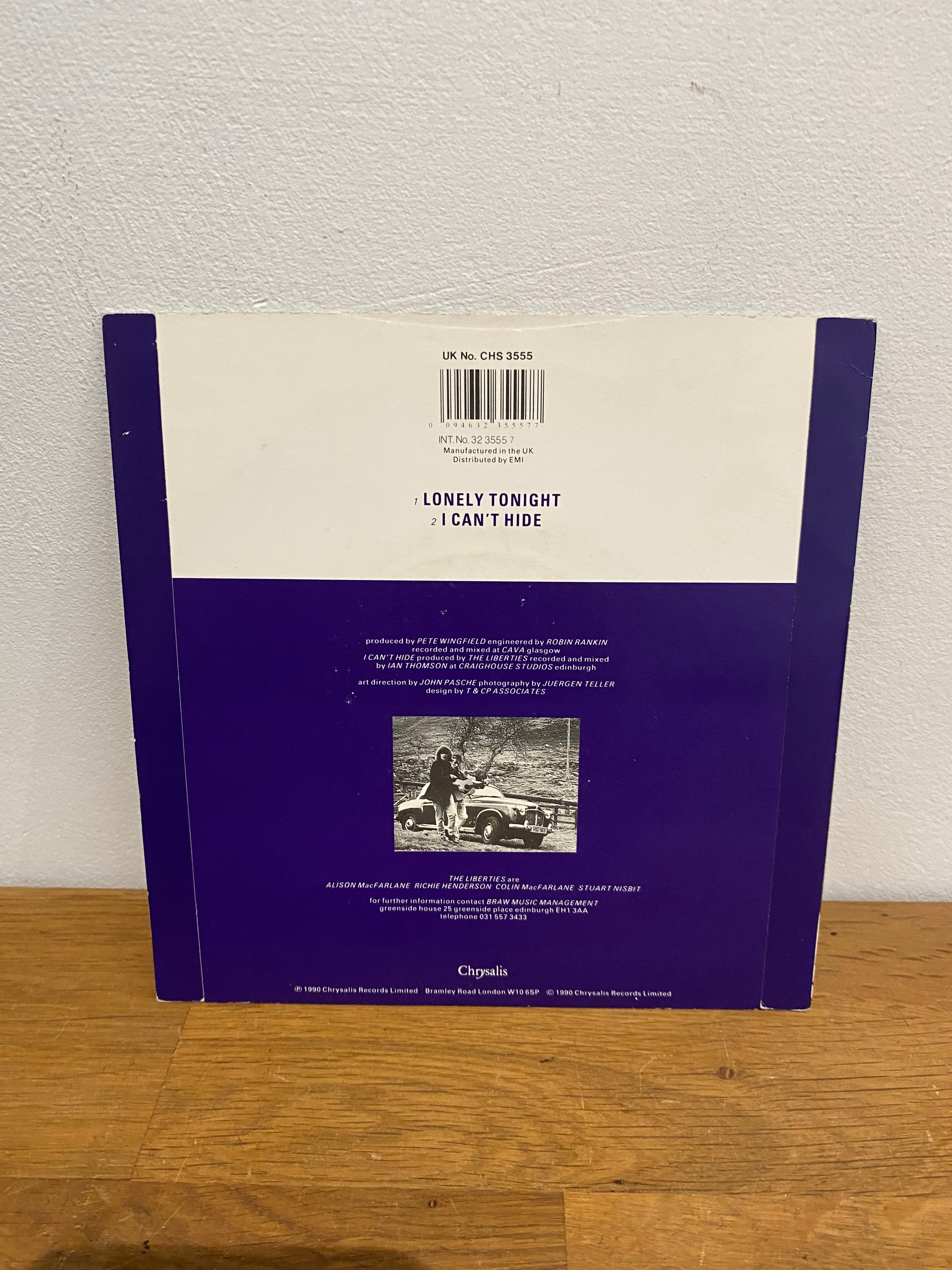 The Liberties - Lonely Tonight, 7” single , 1990 Chrysalis