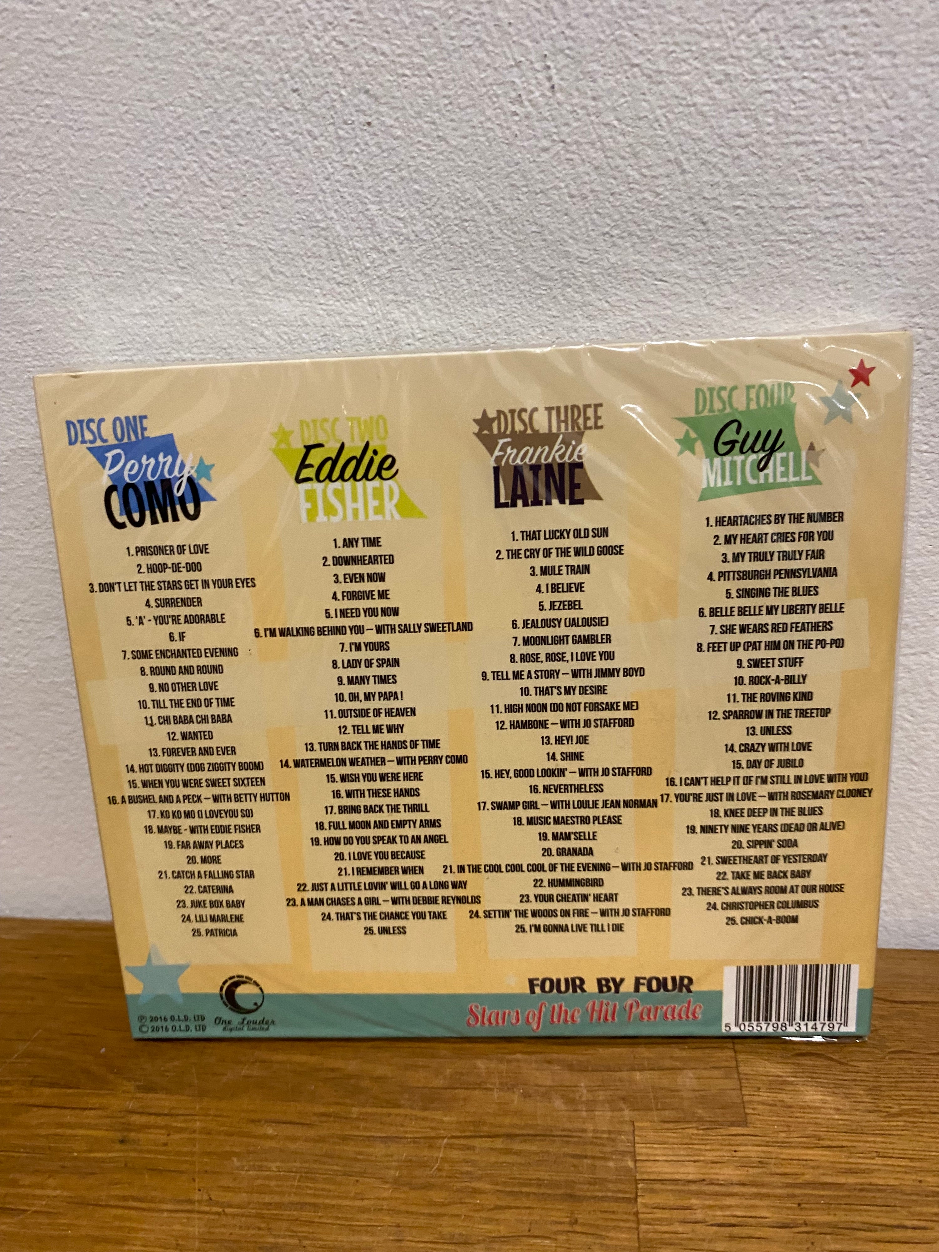 Four by Four , Stars of the hit parade - Perry Como, Eddie Fisher , Frankie Laine, Guy Mitchell, 4 cd set