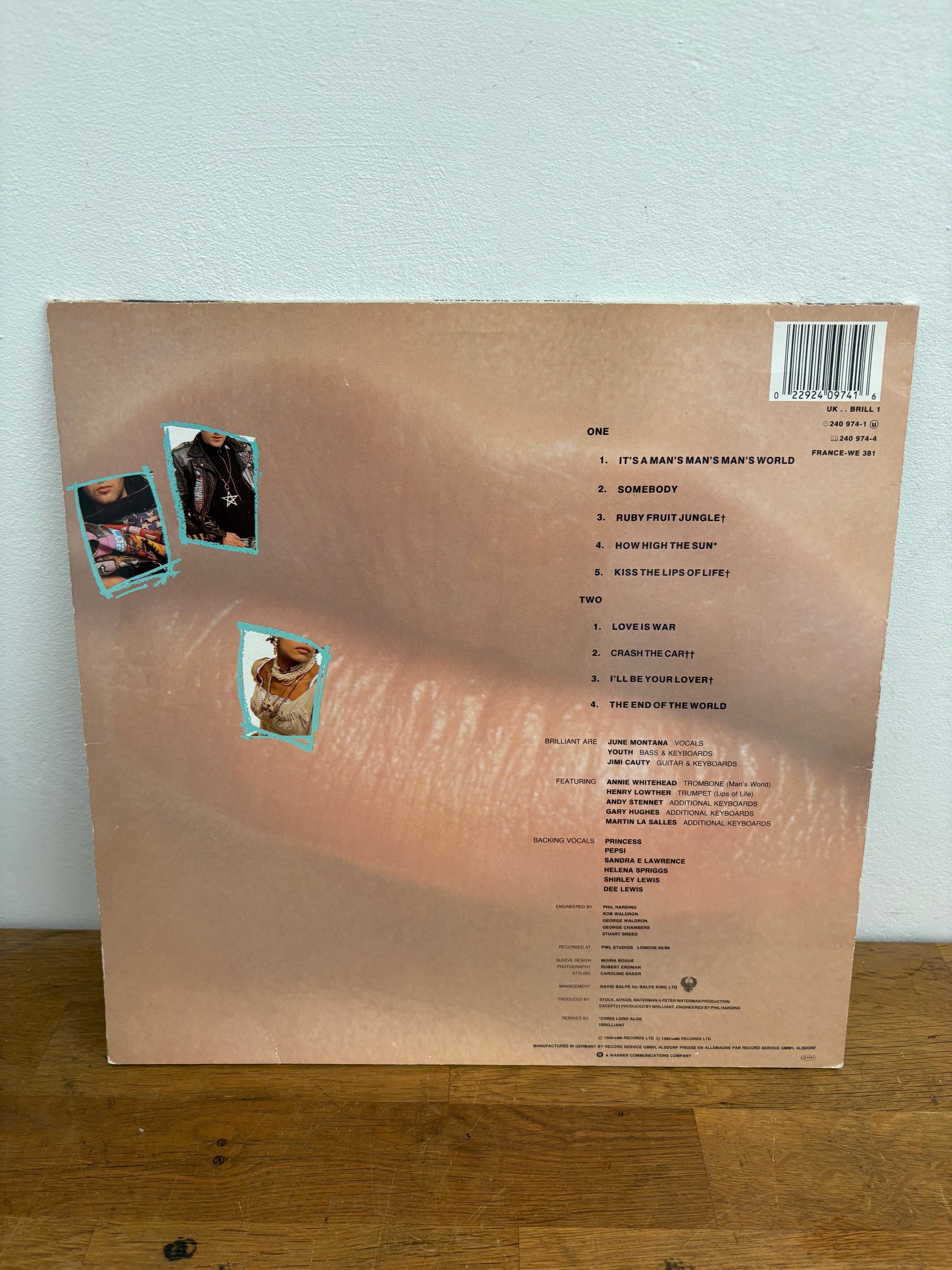 Brilliant - Kiss the lips of life , LP vinyl album, 1986 WEA Records.