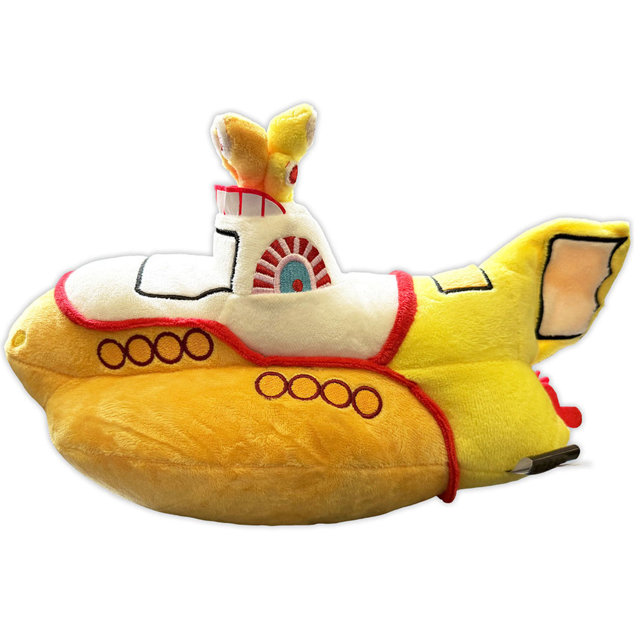 Side view of The Beatles Yellow Submarine plush toy measuring 33cm.
