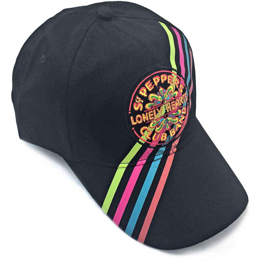 The Beatles Unisex Baseball Cap - Sgt Pepper Stripes (Black) - Official Licensed
