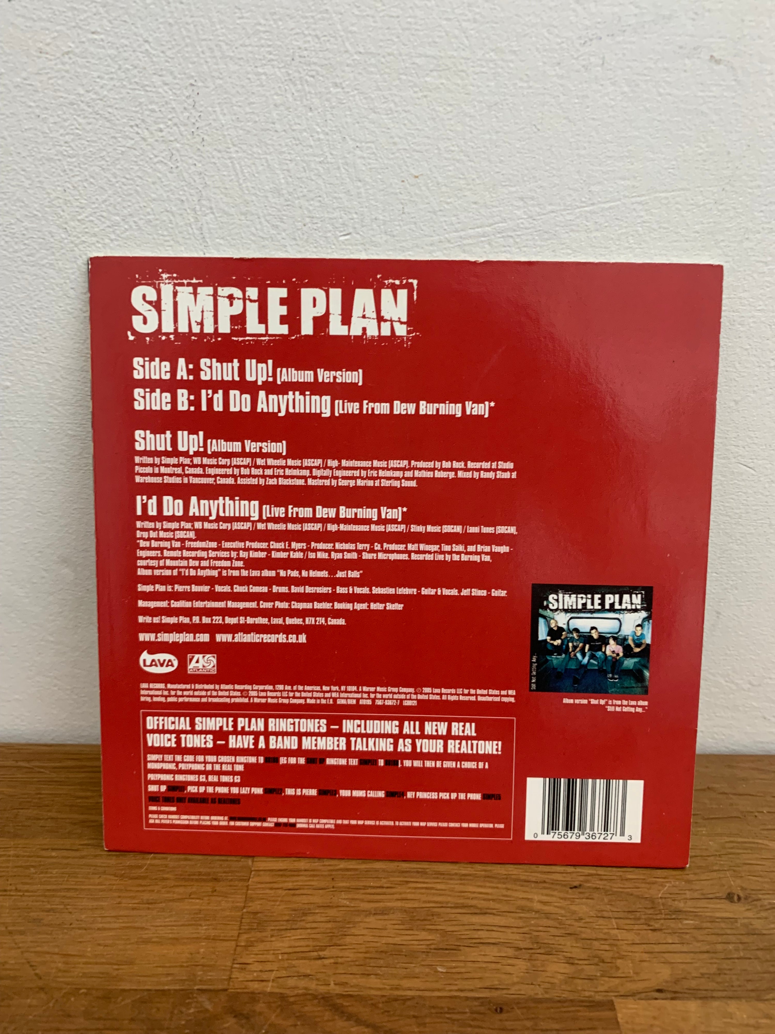 Simple Plan - Shut up! , 7” single 2005 Lava Records