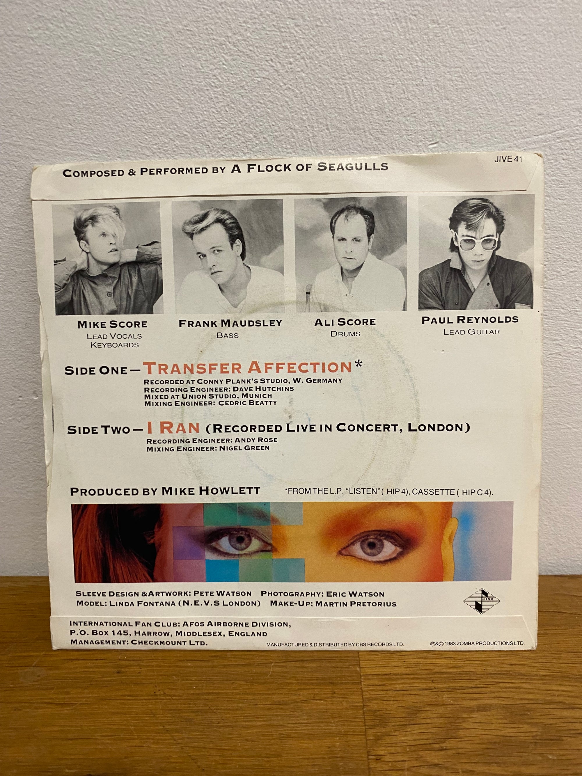 A Flock of Seagulls – Transfer Affection 7-inch vinyl single, 1980s new wave release available at Woody’s Record Store UK.