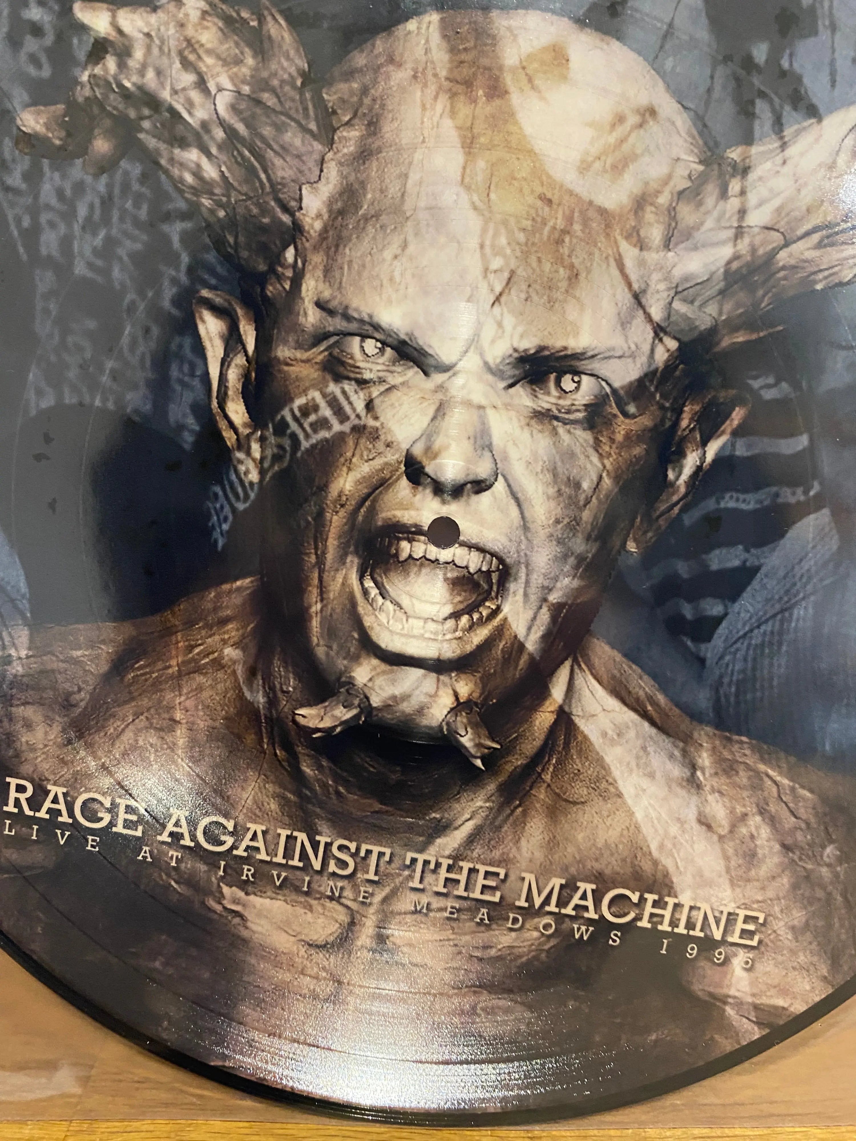 Live at Irvine Meadows by Rage Against the Machine CD disc and sleeve