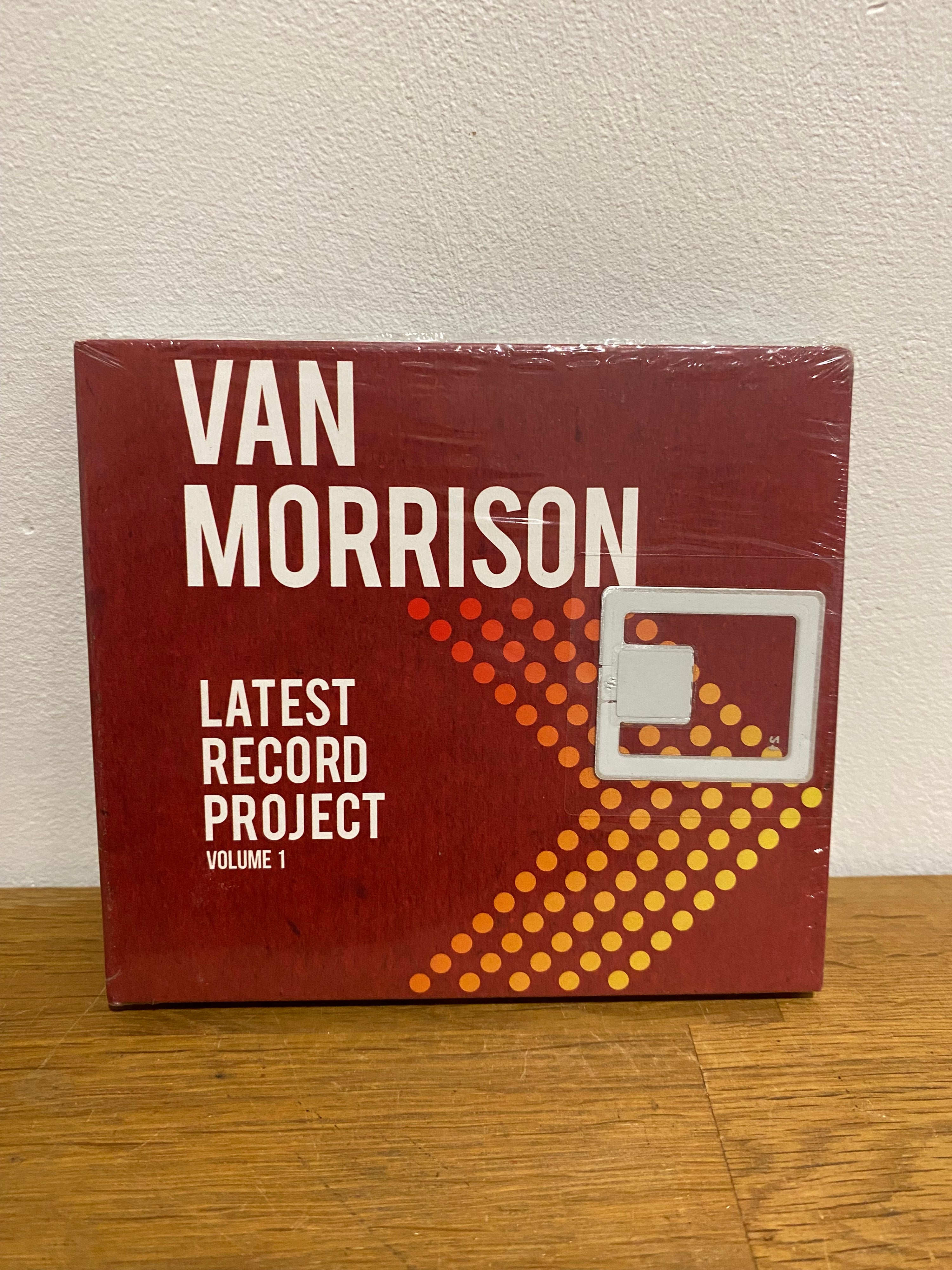 Close-up of Van Morrison vinyl album artwork and logo

