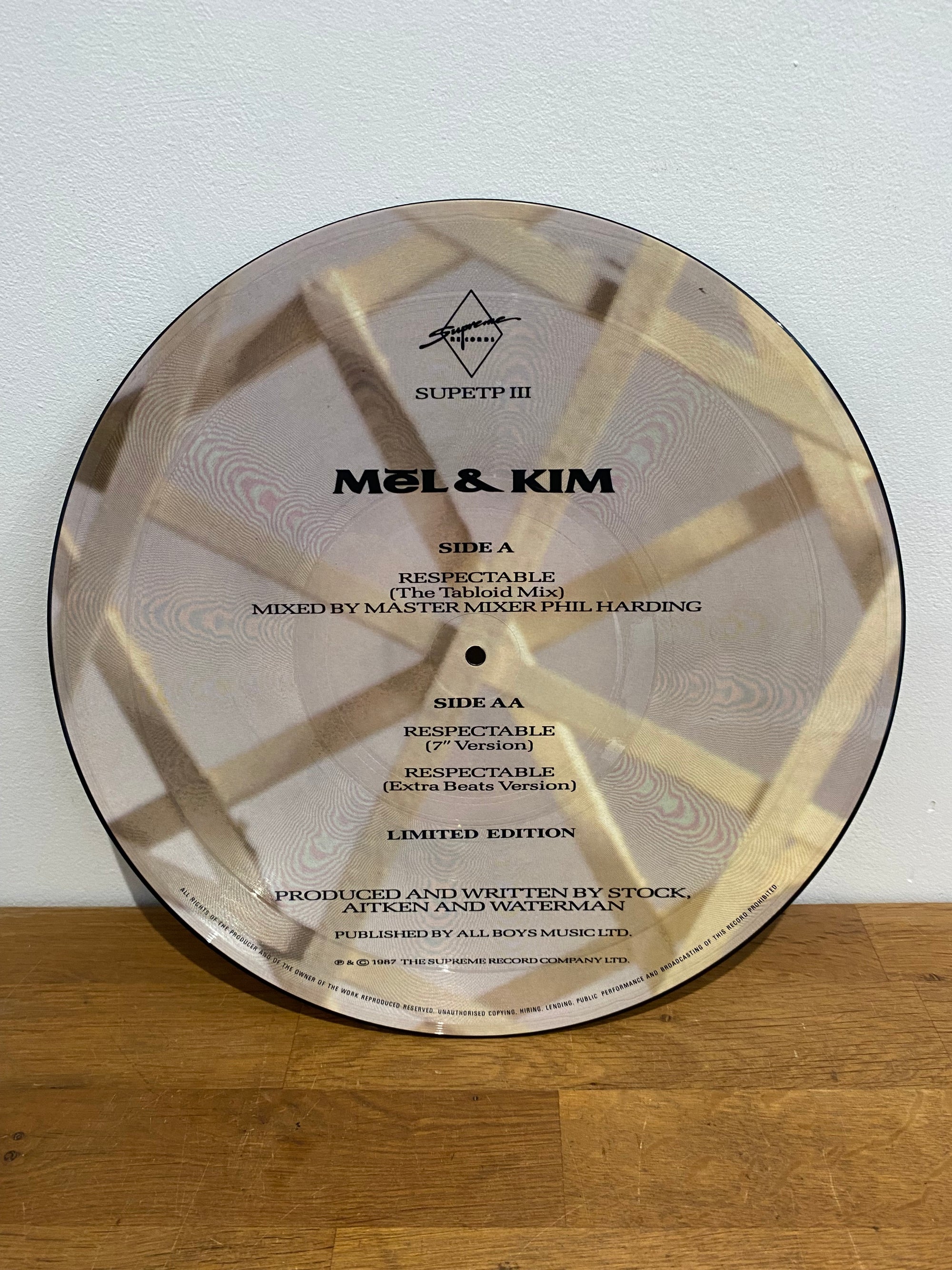 Mel and Kim - Respectable, 12” picture disc, 1987, Supreme records