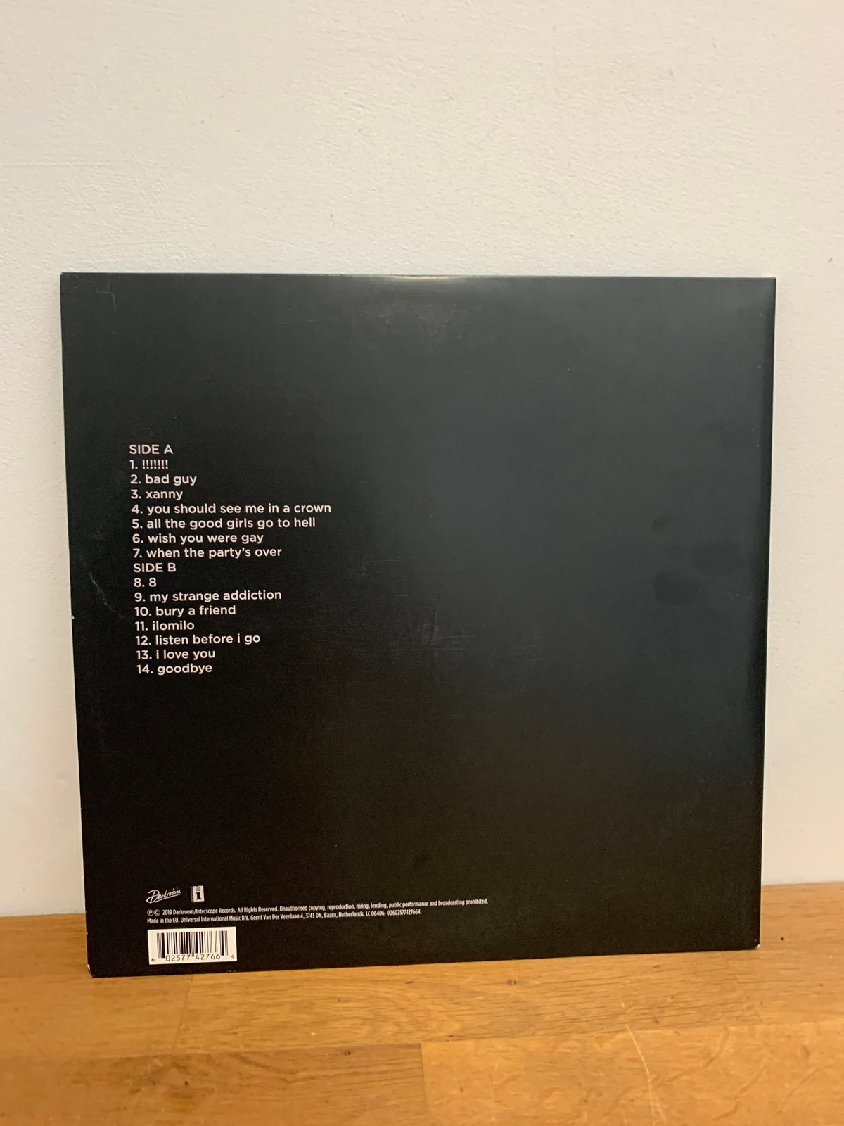 Billie Eilish - When we fall asleep, where do we go ? 12 inch album , orange vinyl.