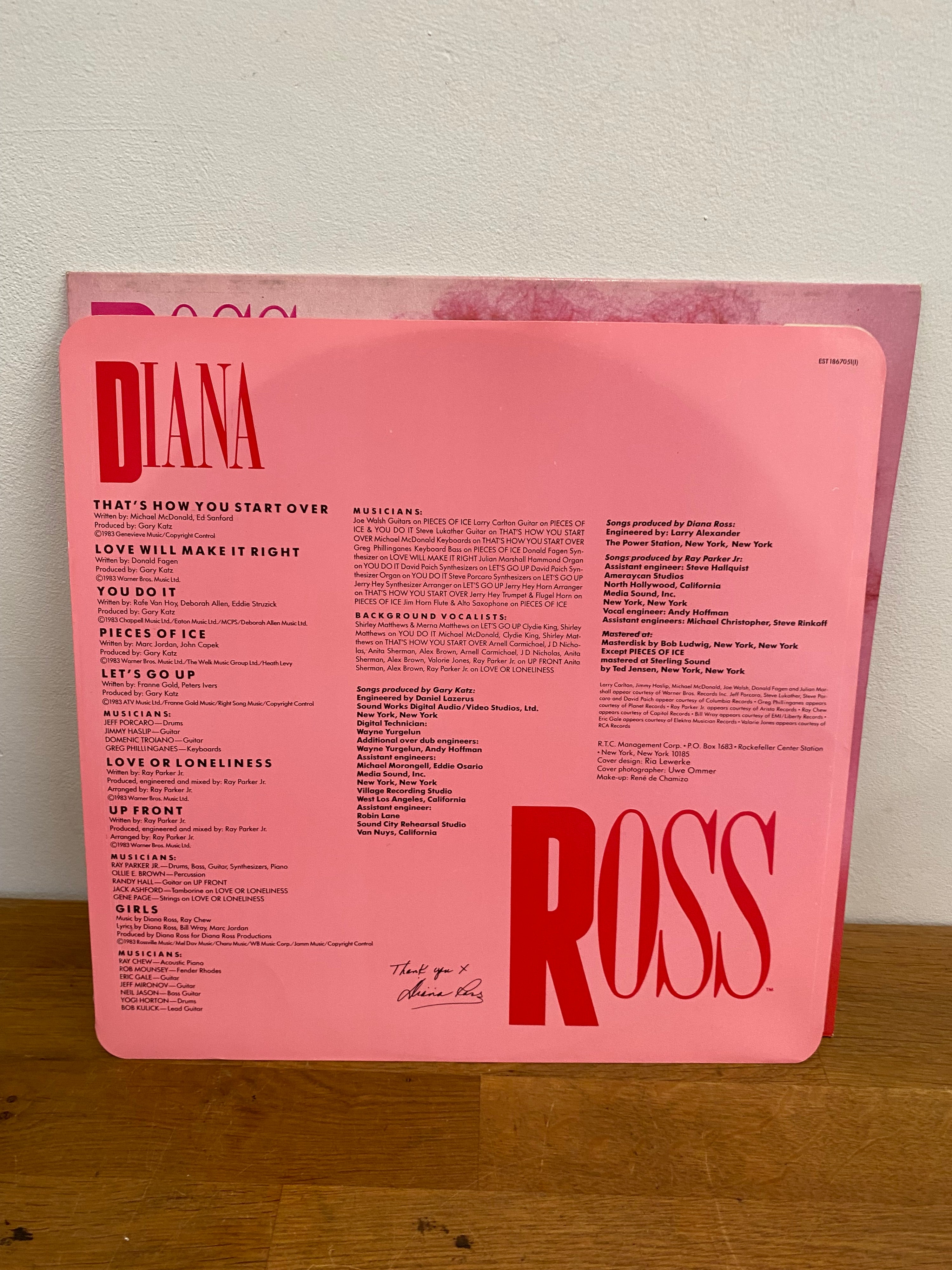 Diana Ross - Ross , Lp vinyl, 1983 Capitol records.