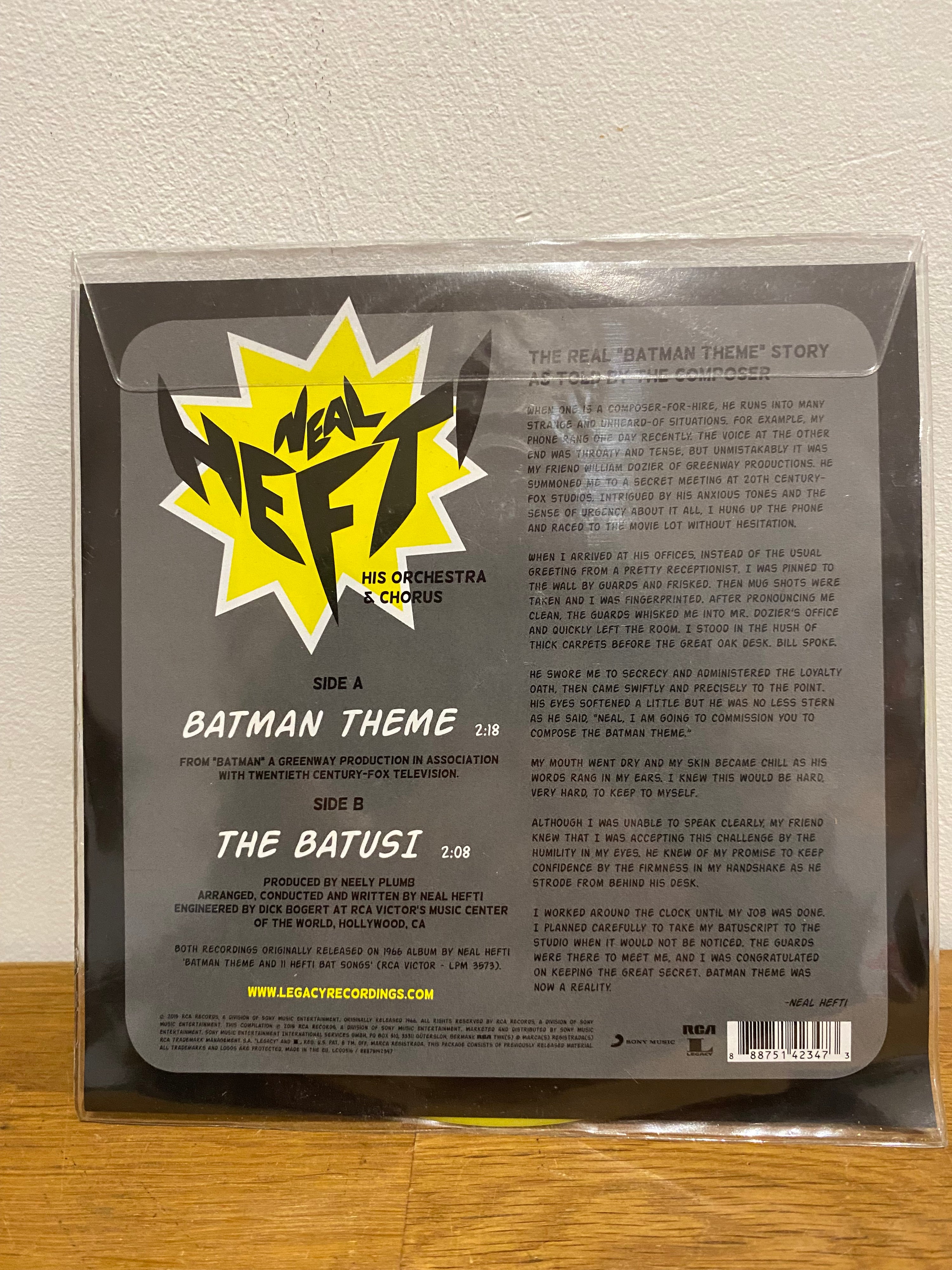 Neal Hefti - Batman Theme , 7” yellow vinyl.