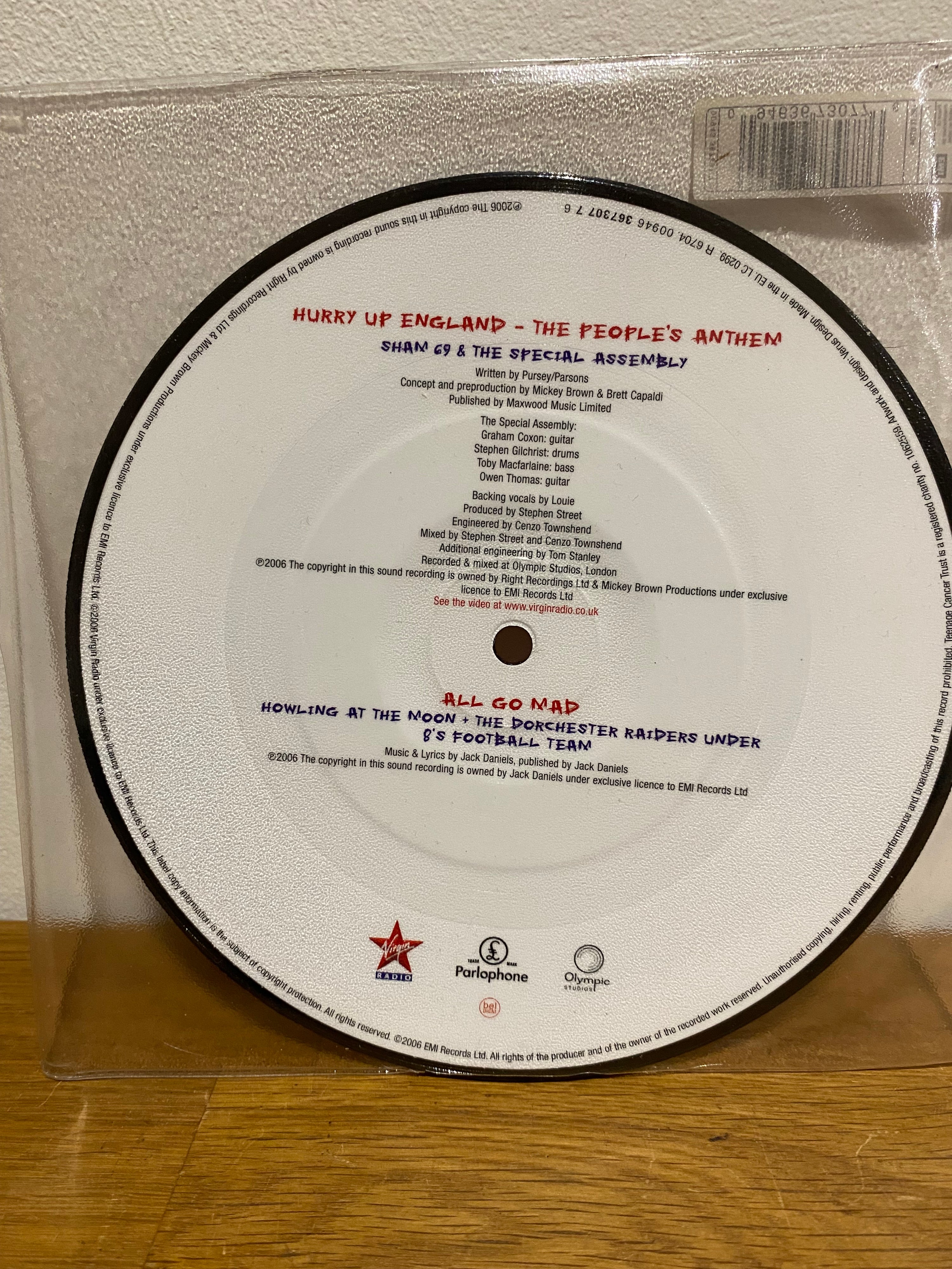 Sham 69 + The Special Assembly- Hurry up England, 7” picture disc