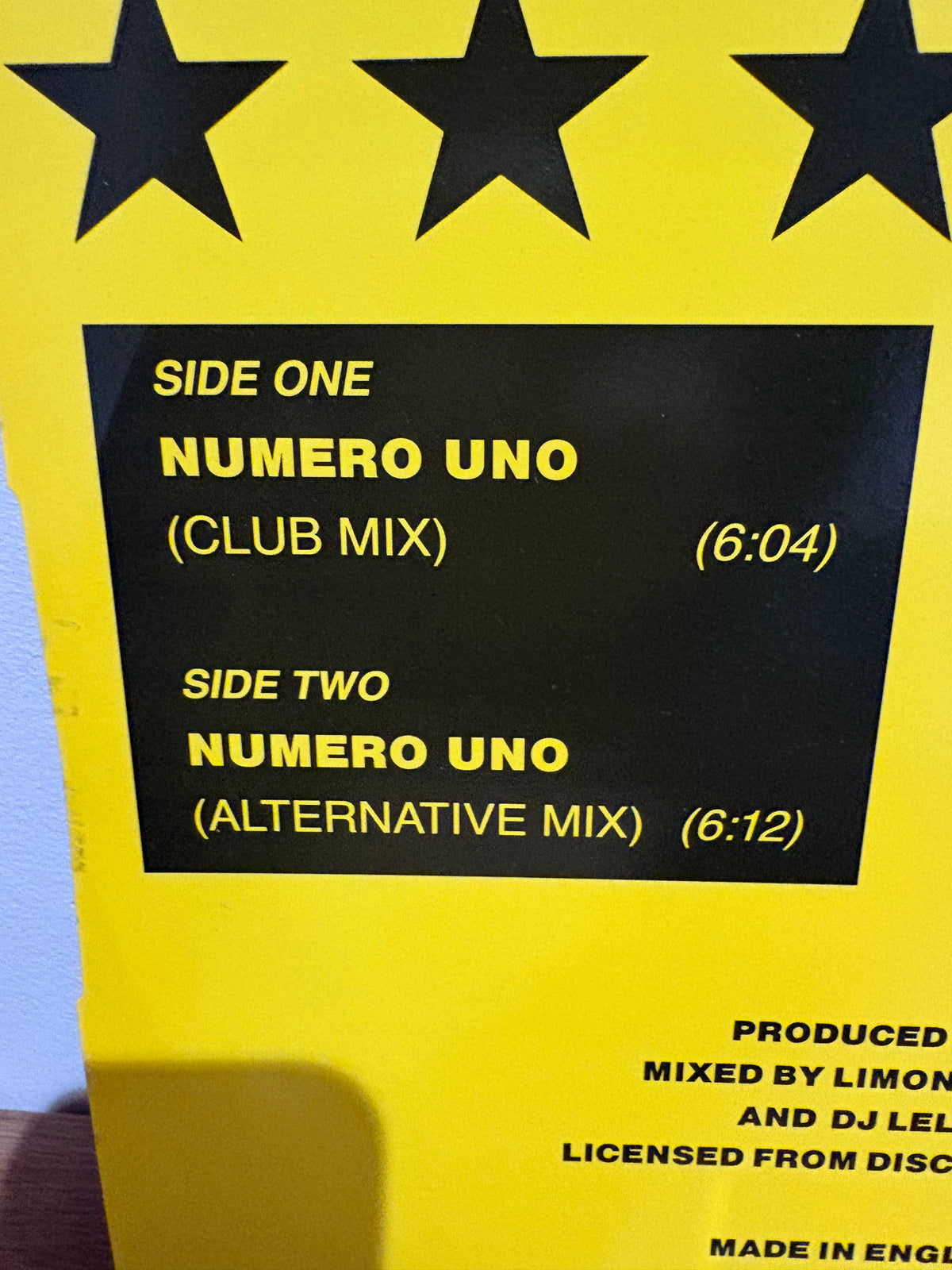 Starlight - Numero Uno , 12 inch single. Citybeat 1989.
