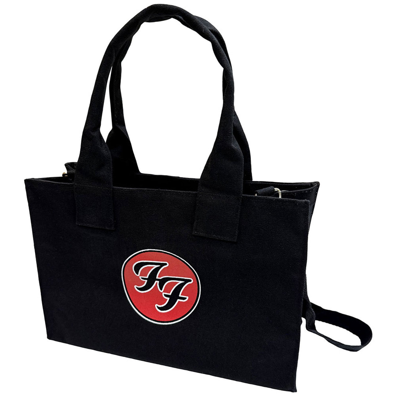 Foo Fighters FF Logo Cotton Tote Bag – official black shoulder bag for music fans.