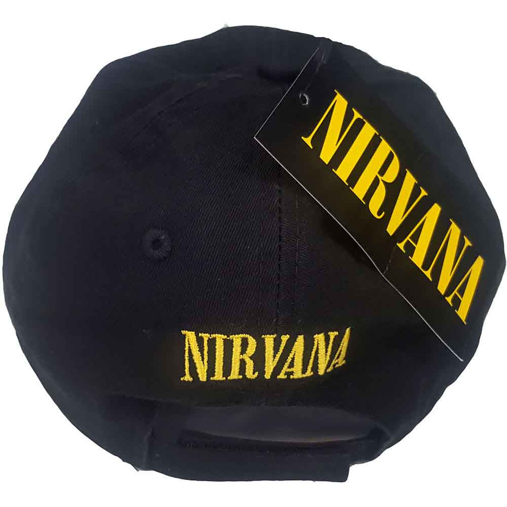 Nirvana Unisex Baseball Cap - Happy Face (Black Distressed) - Official Licensed