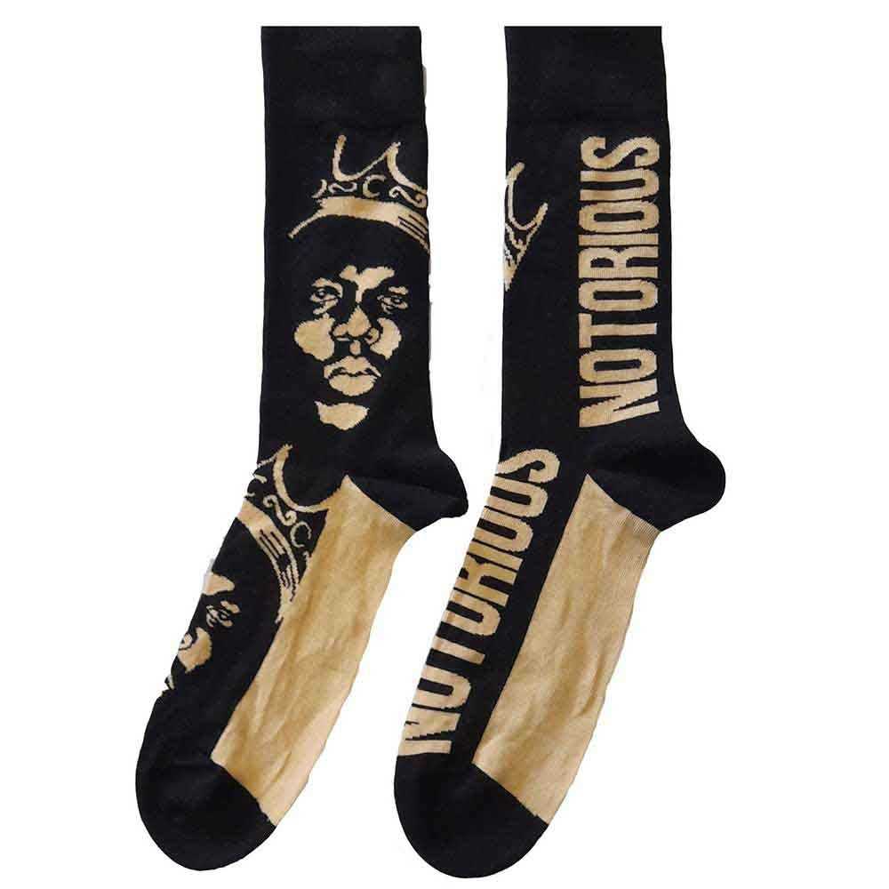 Biggie Smalls Gold Crown Socks Black & Gold - Official Hip Hop Socks UK