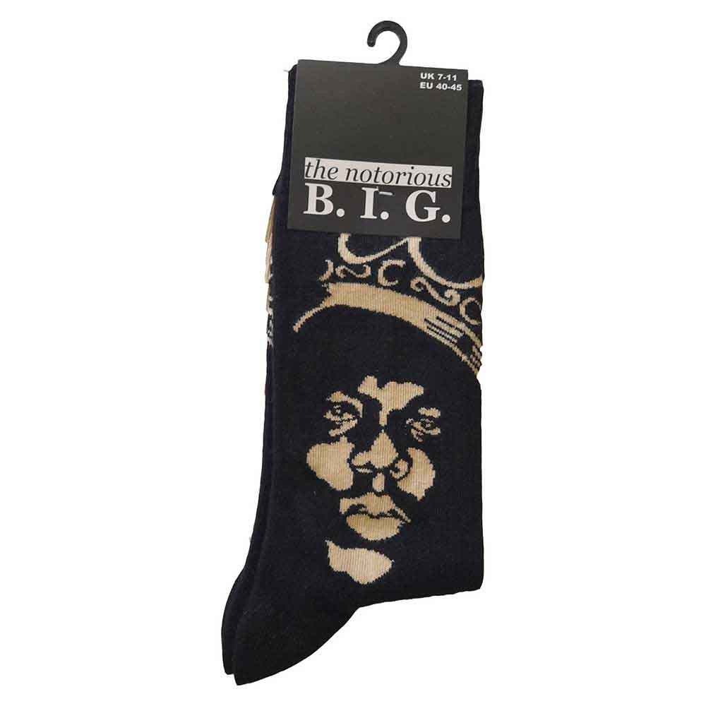 Biggie Smalls Gold Crown Socks Black & Gold - Official Hip Hop Socks UK
