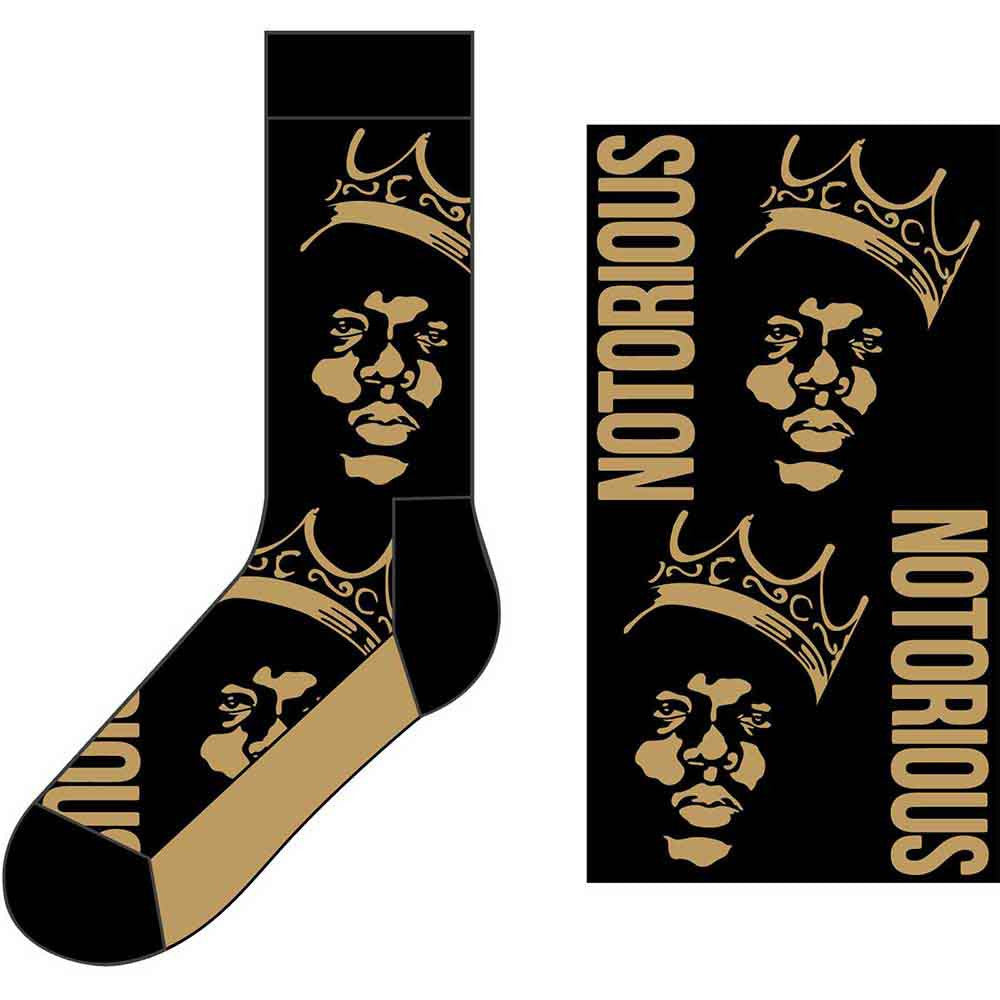 Biggie Smalls Gold Crown Socks Black & Gold - Official Hip Hop Socks UK