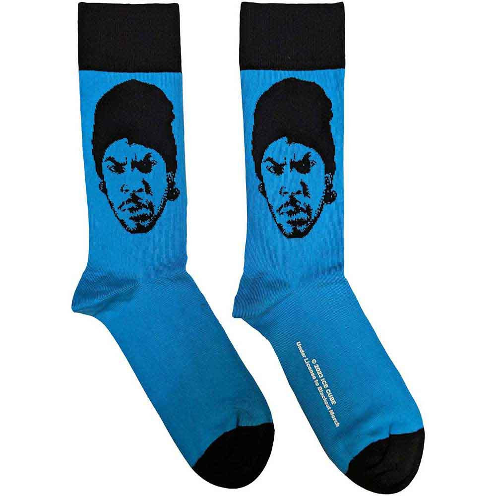 Ice Cube Portrait Socks Blue - Official Hip Hop Socks UK