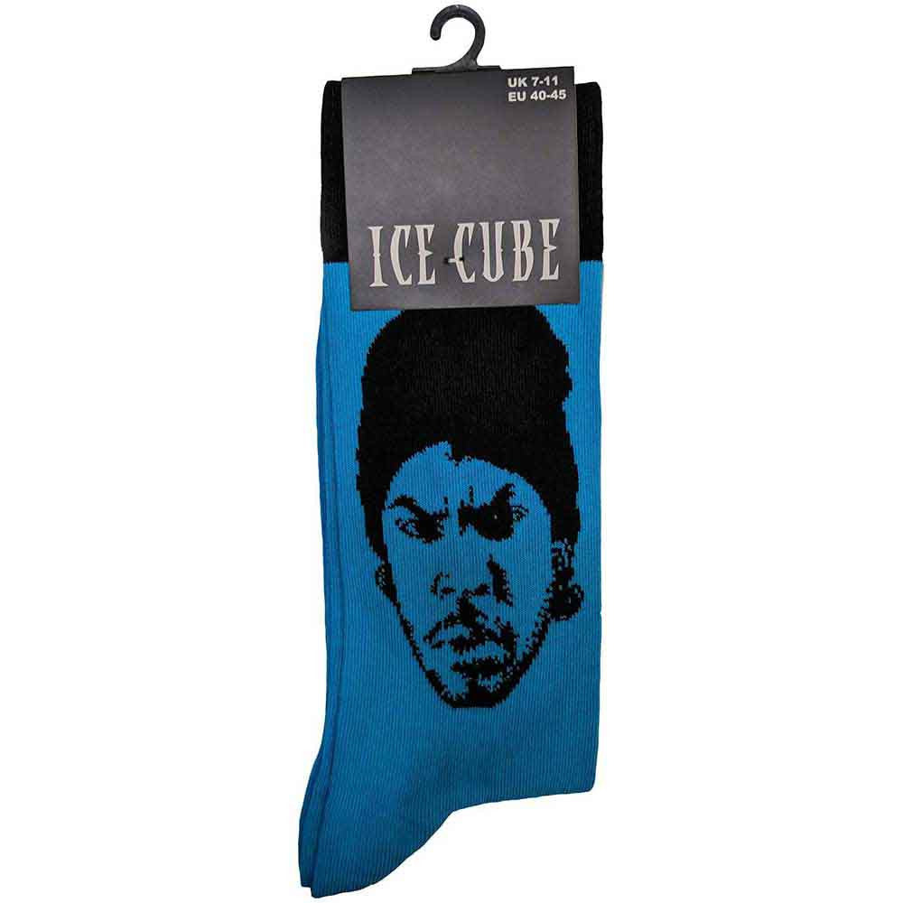 Ice Cube Portrait Socks Blue - Official Hip Hop Socks UK