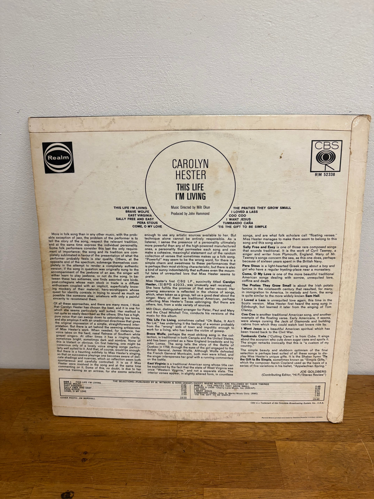 Carolyn Hester - This life I’m living, 12 inch LP Album, 1966 Realm.