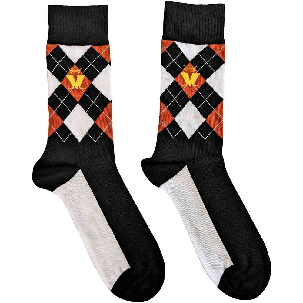 Crown & M Brown Diamond black ankle socks unisex UK 7 - 11 with front and back design official Madness merch.