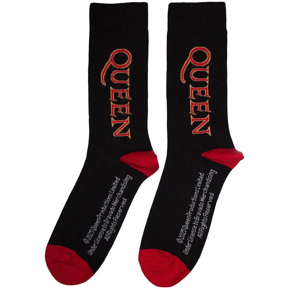 Queen Red Logo Socks Black - Official Band Socks UK