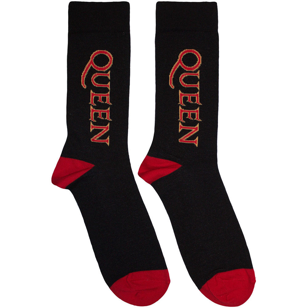 Queen Red Logo Socks Black - Official Band Socks UK